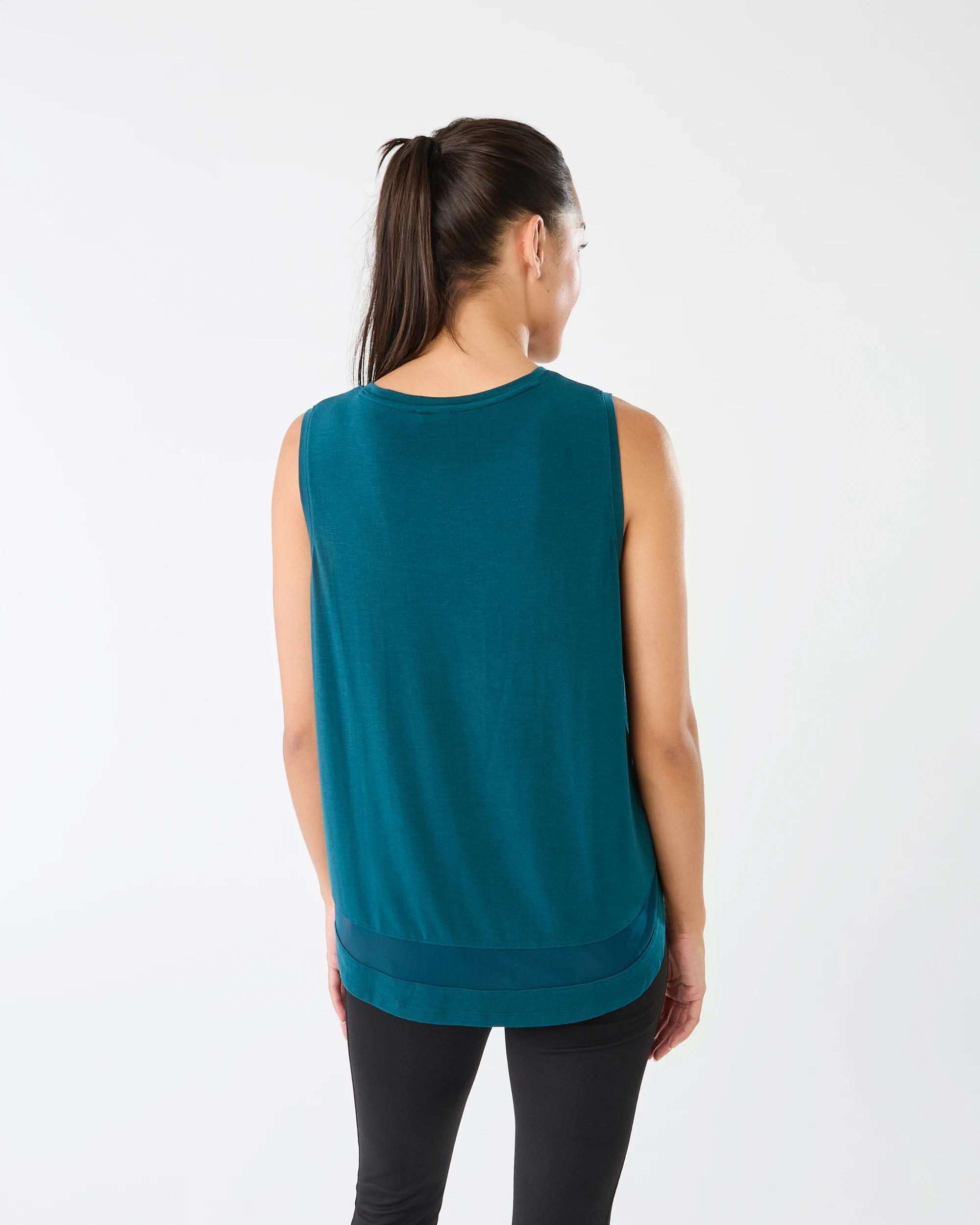 2 Active Womens Sleeveless Mesh Tank Deep Teal, 2 of 7