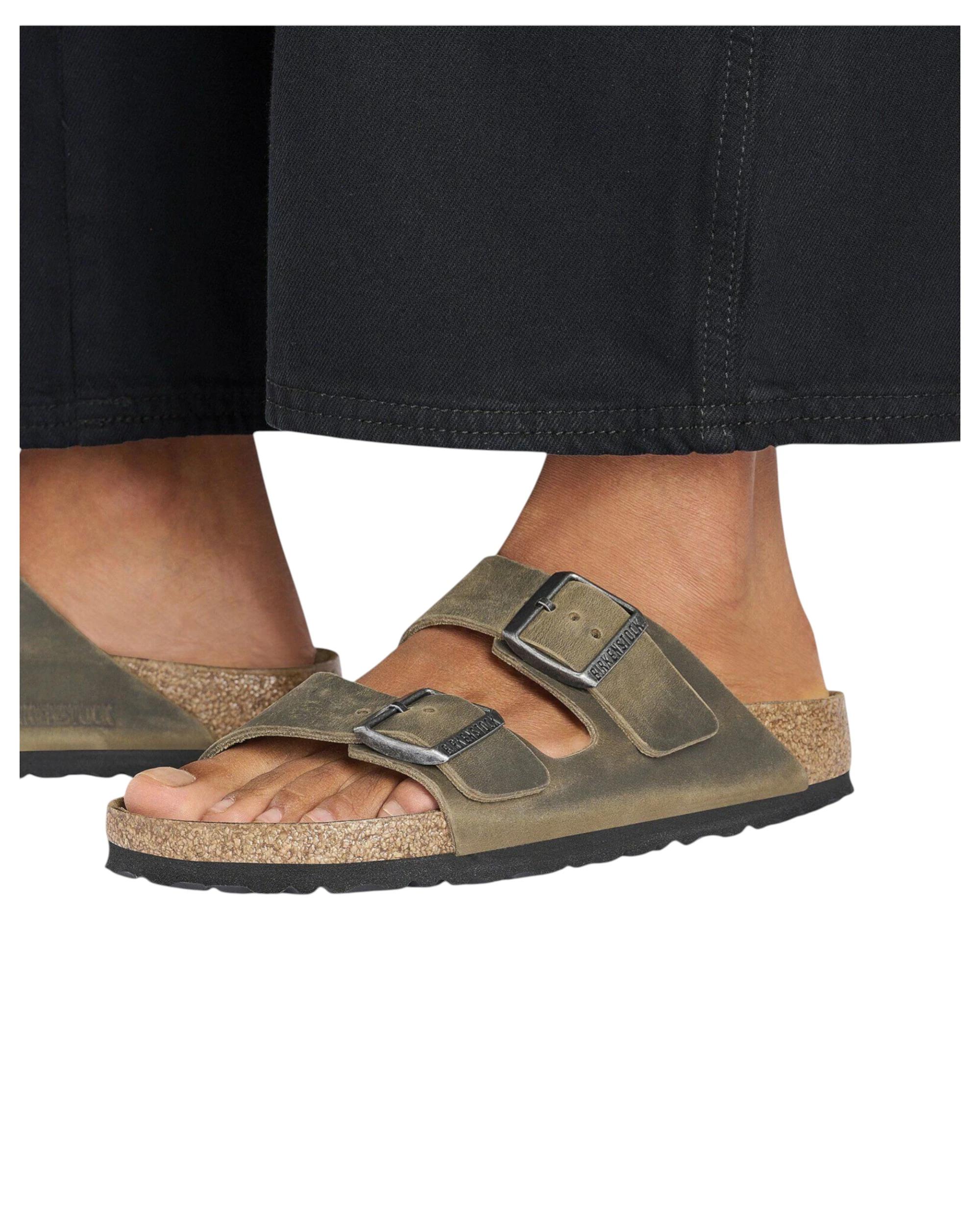 8 Birkenstock Mens Arizona Oiled Leather Regular Slip On Sandals KHAKI, 8 of 8