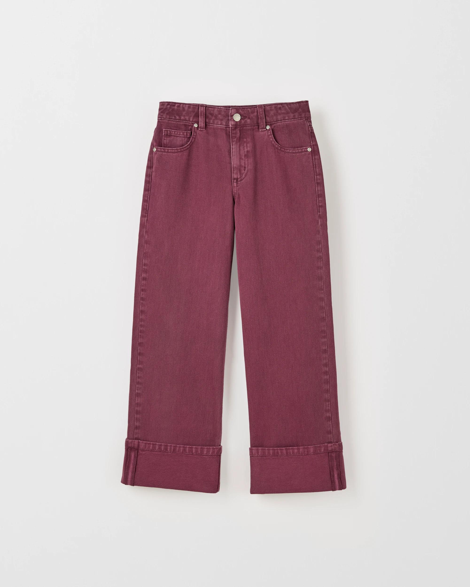 4 Target Kids Denim Wide Leg Cuffed Jeans BURGUNDY, 4 of 7