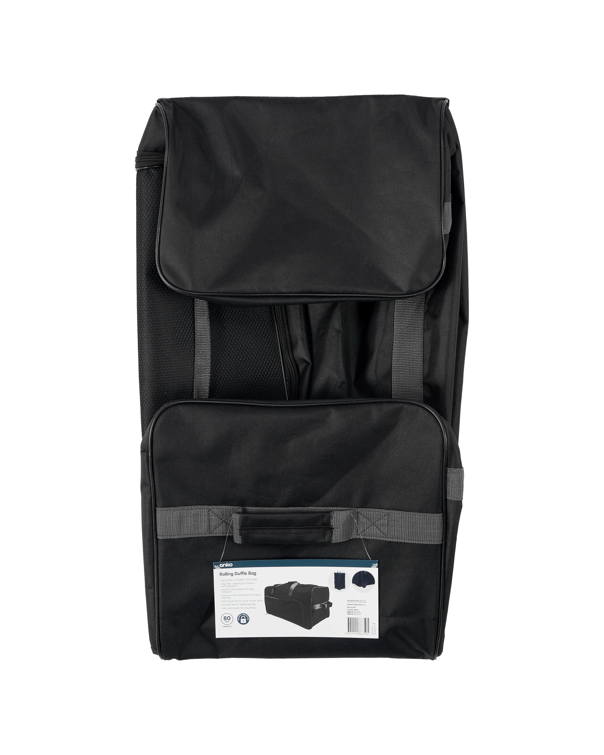 8 Large Duffle Bag with Wheels - Black, 8 of 8