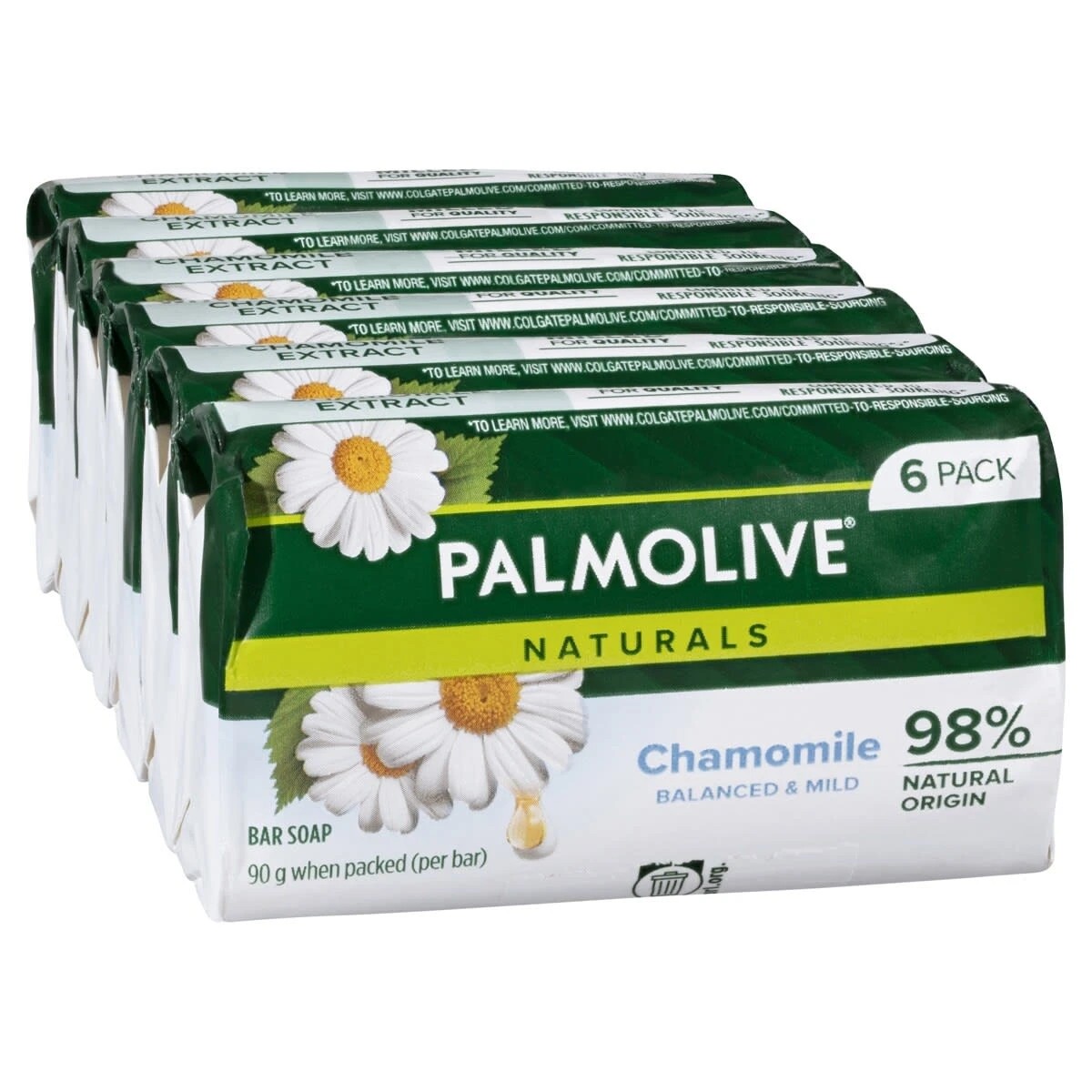 1 Palmolive 6 Pack Naturals Balanced and Mild Bar Soap - Chamomile, 1 of 3