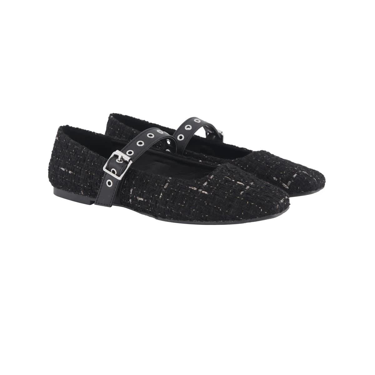 3 Eyelet Strap Ballet Flats Black, 3 of 3