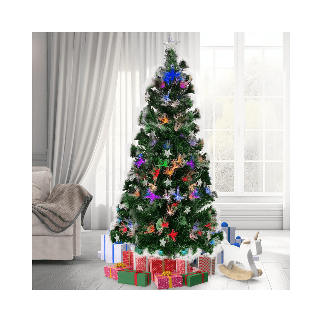 2 Christabelle 1.5m Enchanted Pre Lit Fibre Optic Christmas Tree Stars, 2 of 10