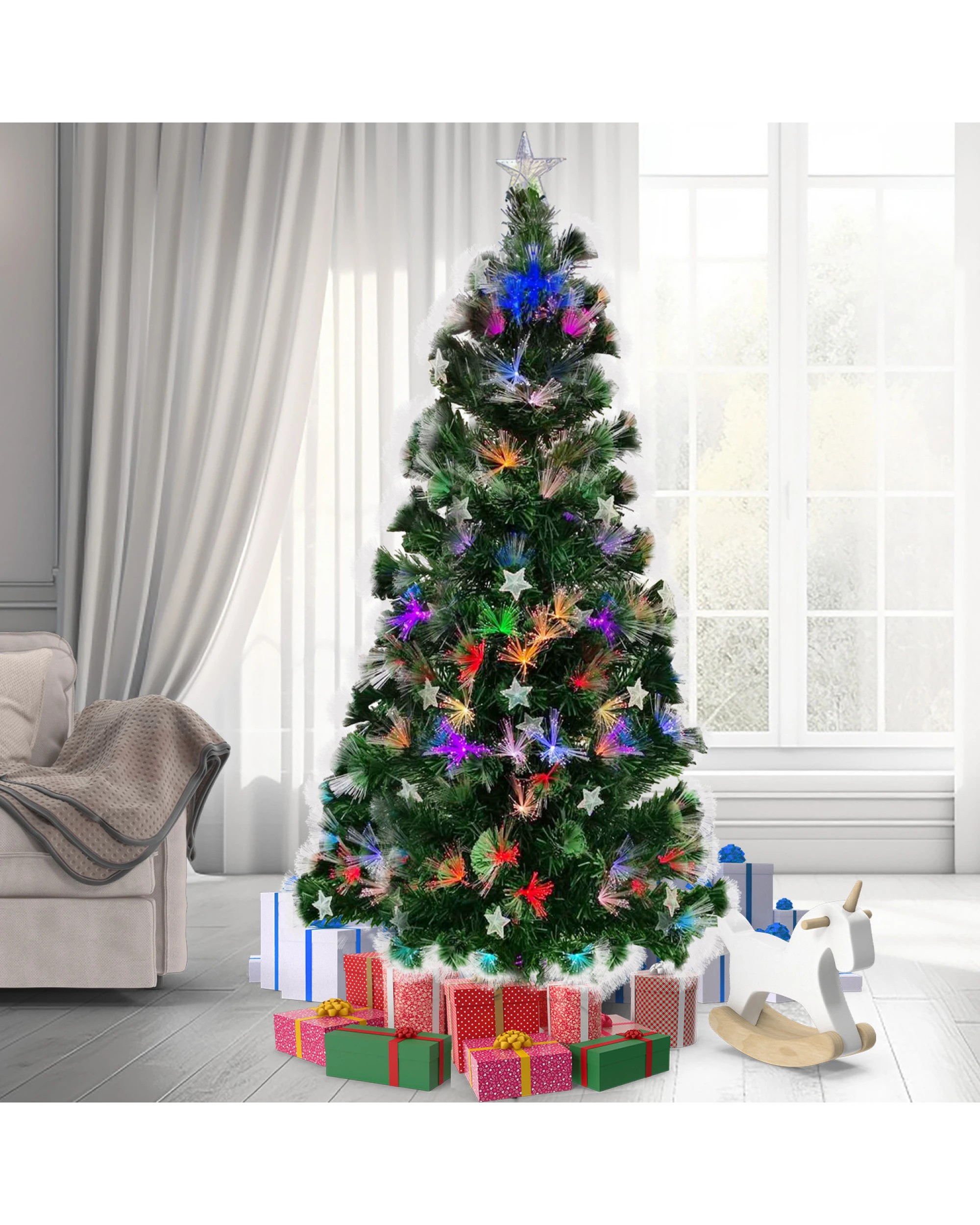 2 Christabelle 1.5m Enchanted Pre Lit Fibre Optic Christmas Tree Stars, 2 of 10