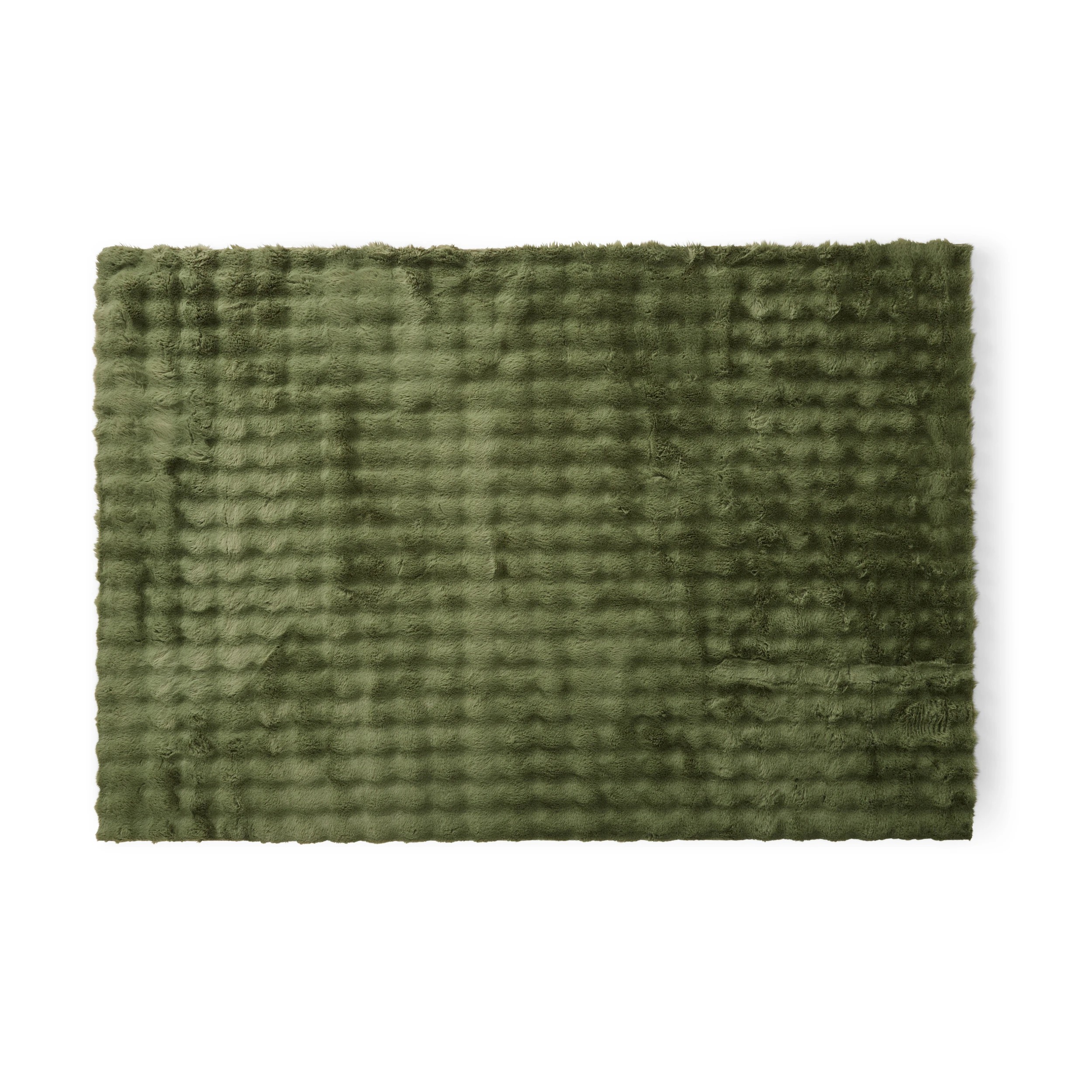6 Faux Fur Rug - Green, Large - 235cm x 160cm, 6 of 7
