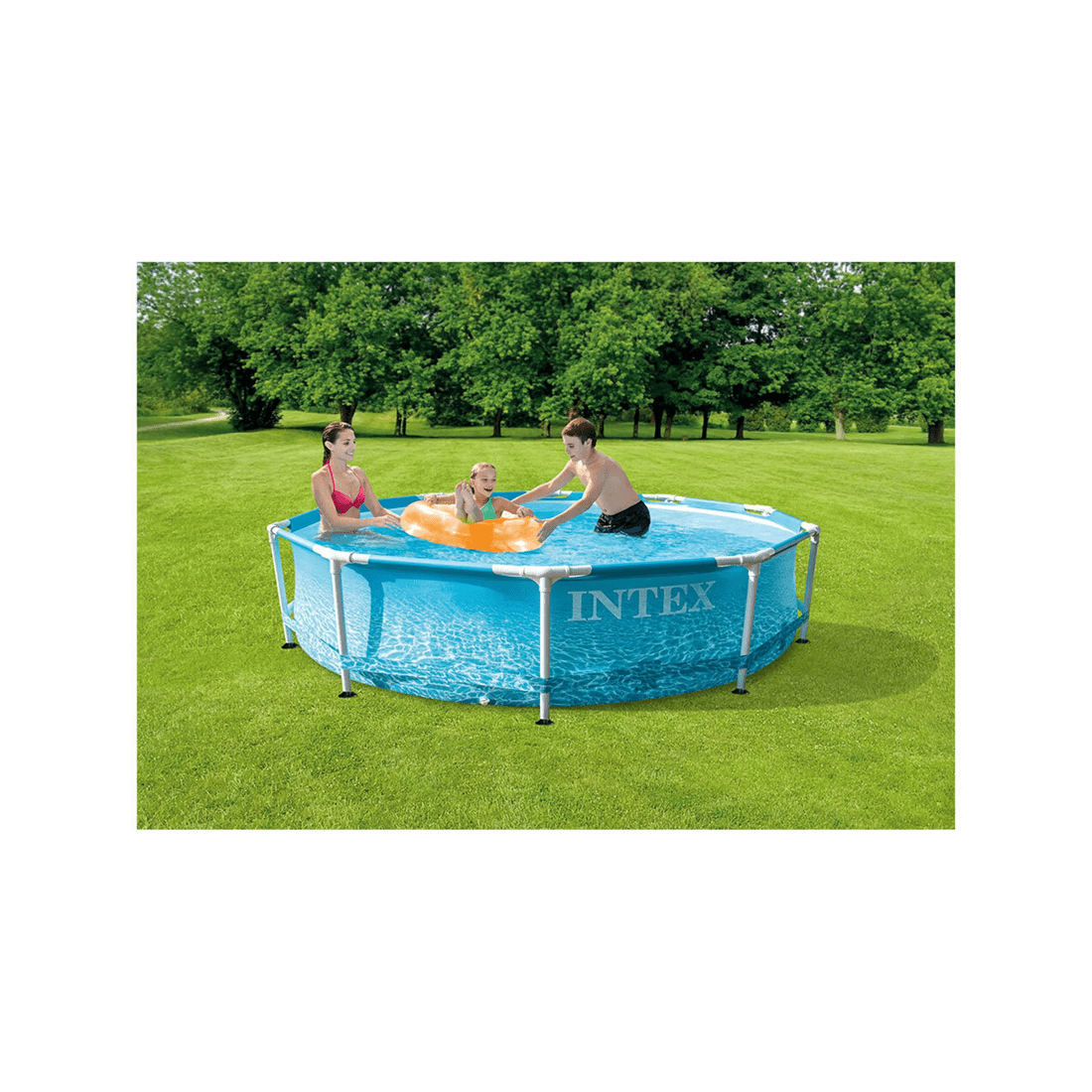 2 Intex Beachside Metal Frame Pool Set Above Ground Pool Quick Setup Pool - Blue, 2 of 2