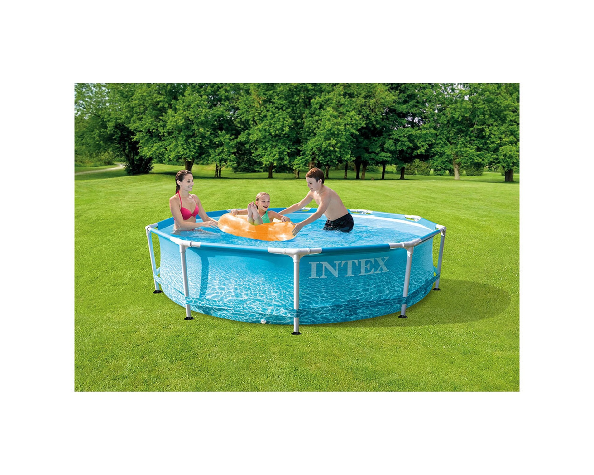 2 Intex Beachside Metal Frame Pool Set Above Ground Pool Quick Setup Pool - Blue, 2 of 2