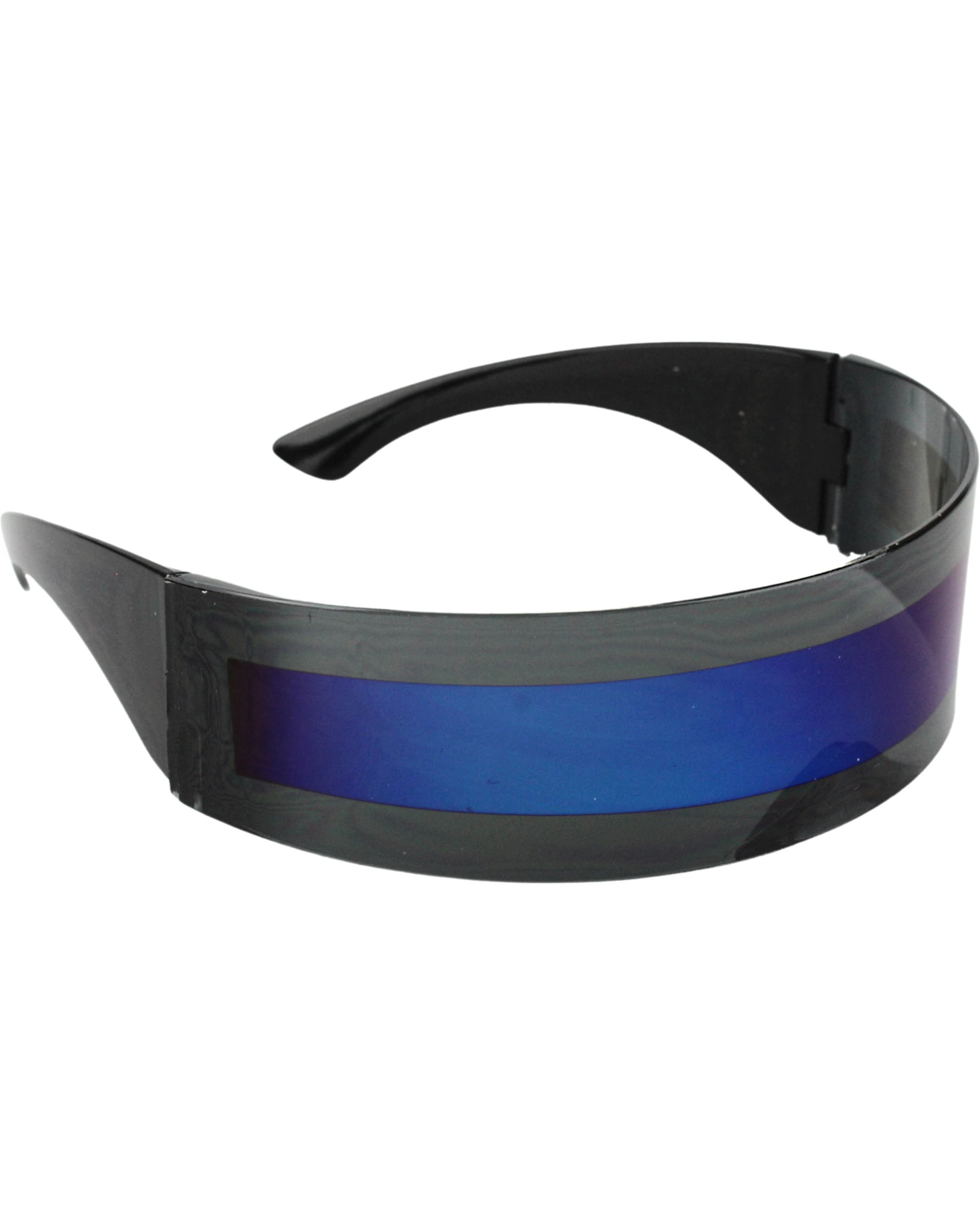 2 JD Party Futuristic Blue Mirror Wrap Glasses - One Size - Black, 2 of 4