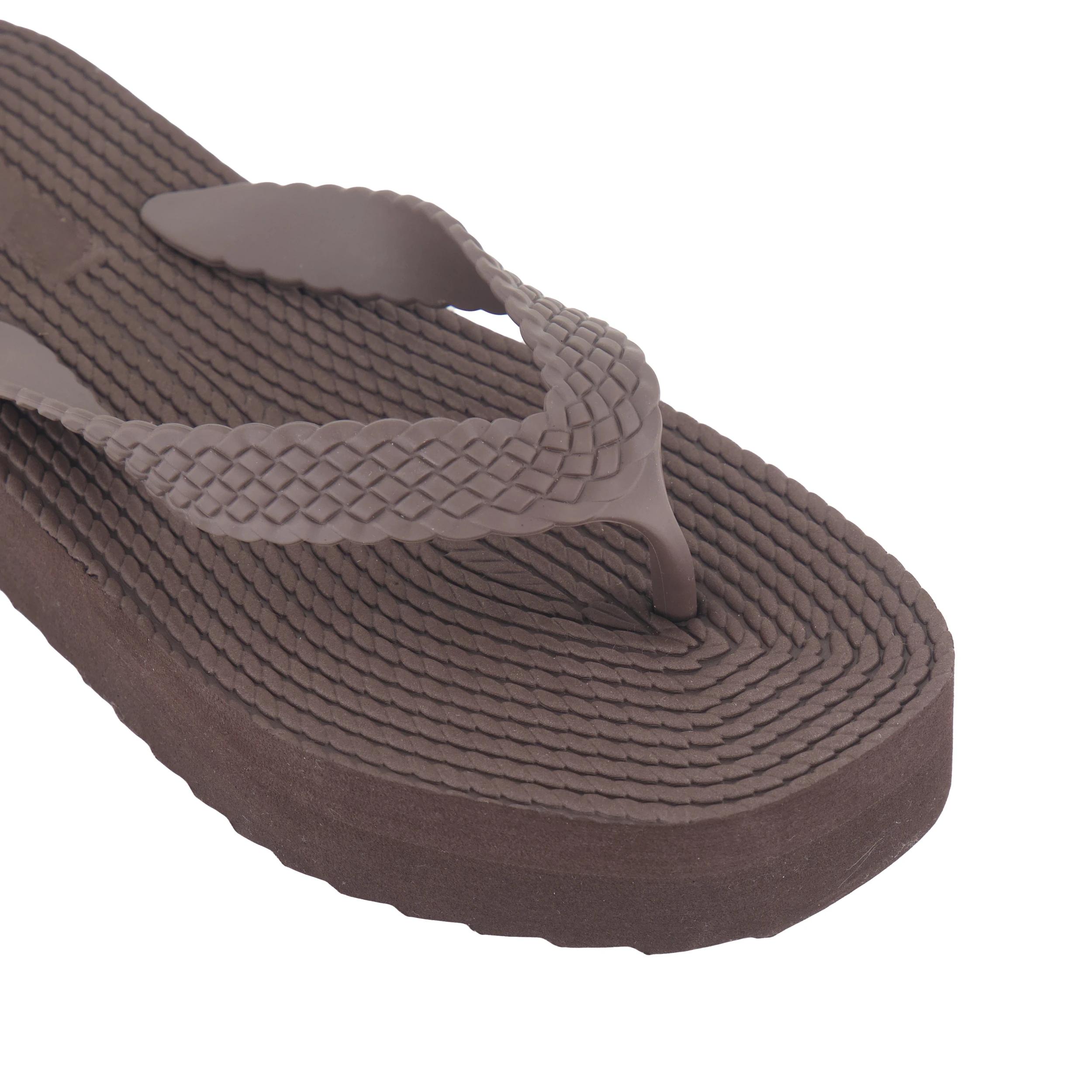 3 Textured Platform Thongs Deep Cocoa, 3 of 3