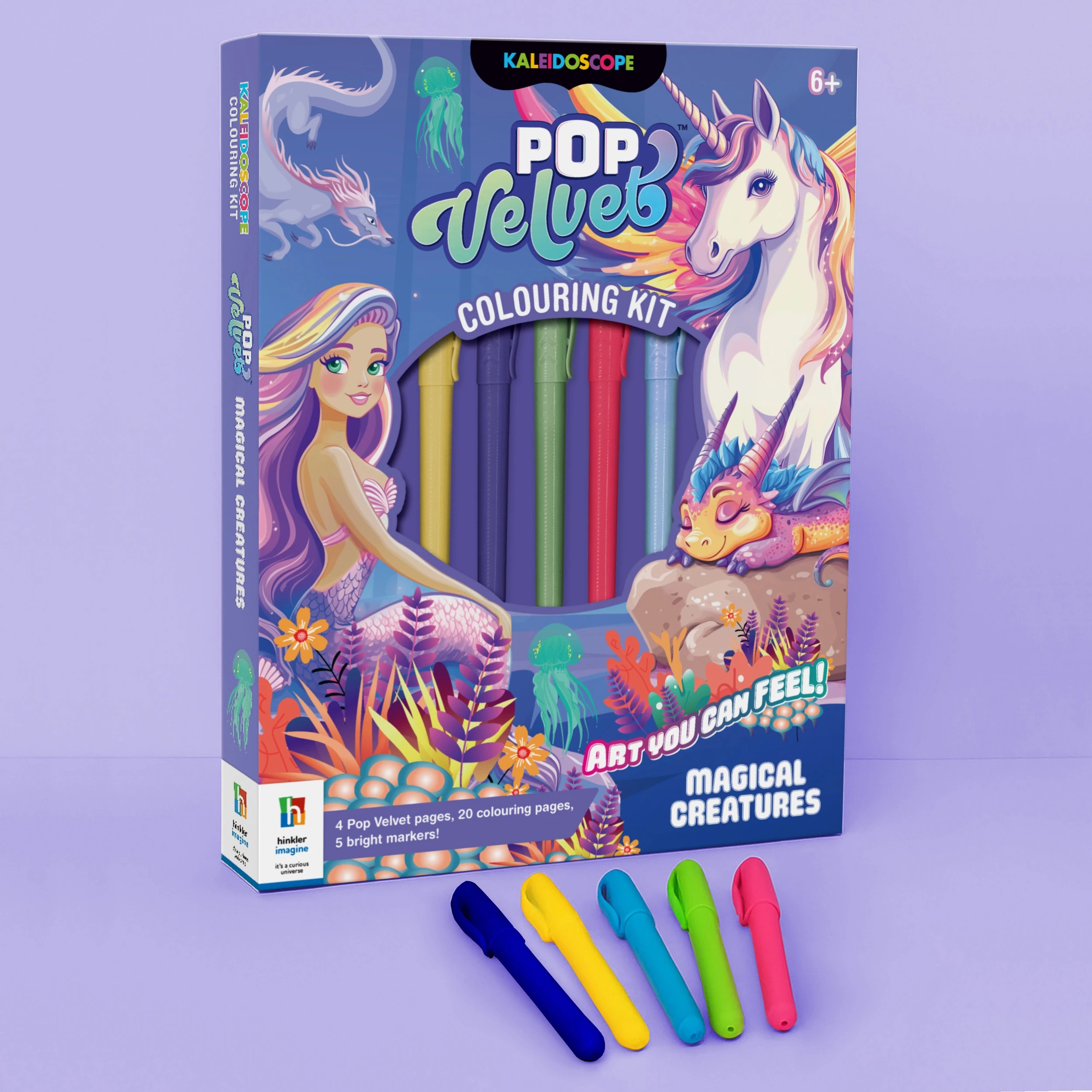1 Kaleidoscope Pop Velvet Magical Creatures Colouring Kit - Book, 1 of 4