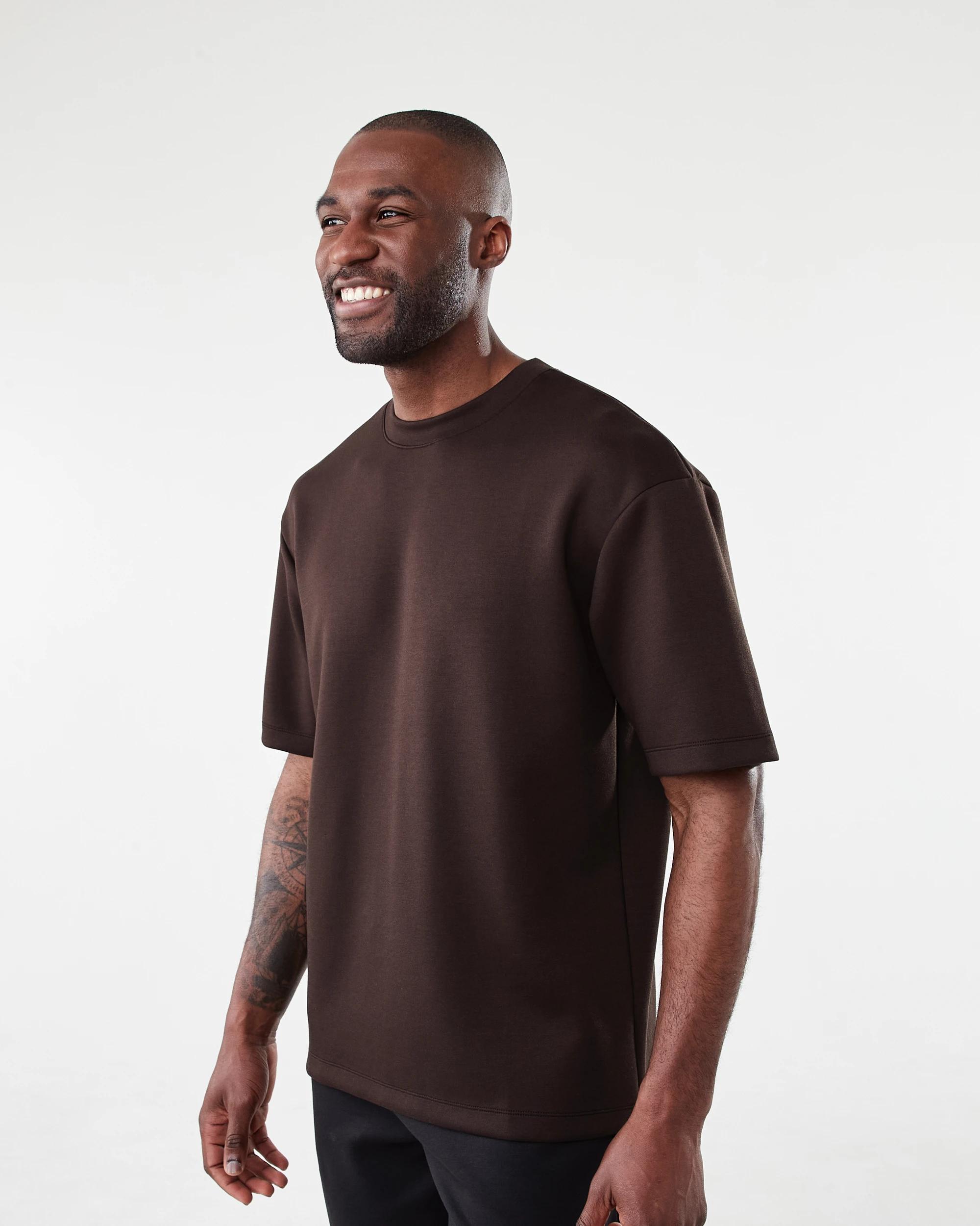 2 Active Mens Oversized Scuba T-shirt Brn Maogny, 2 of 6