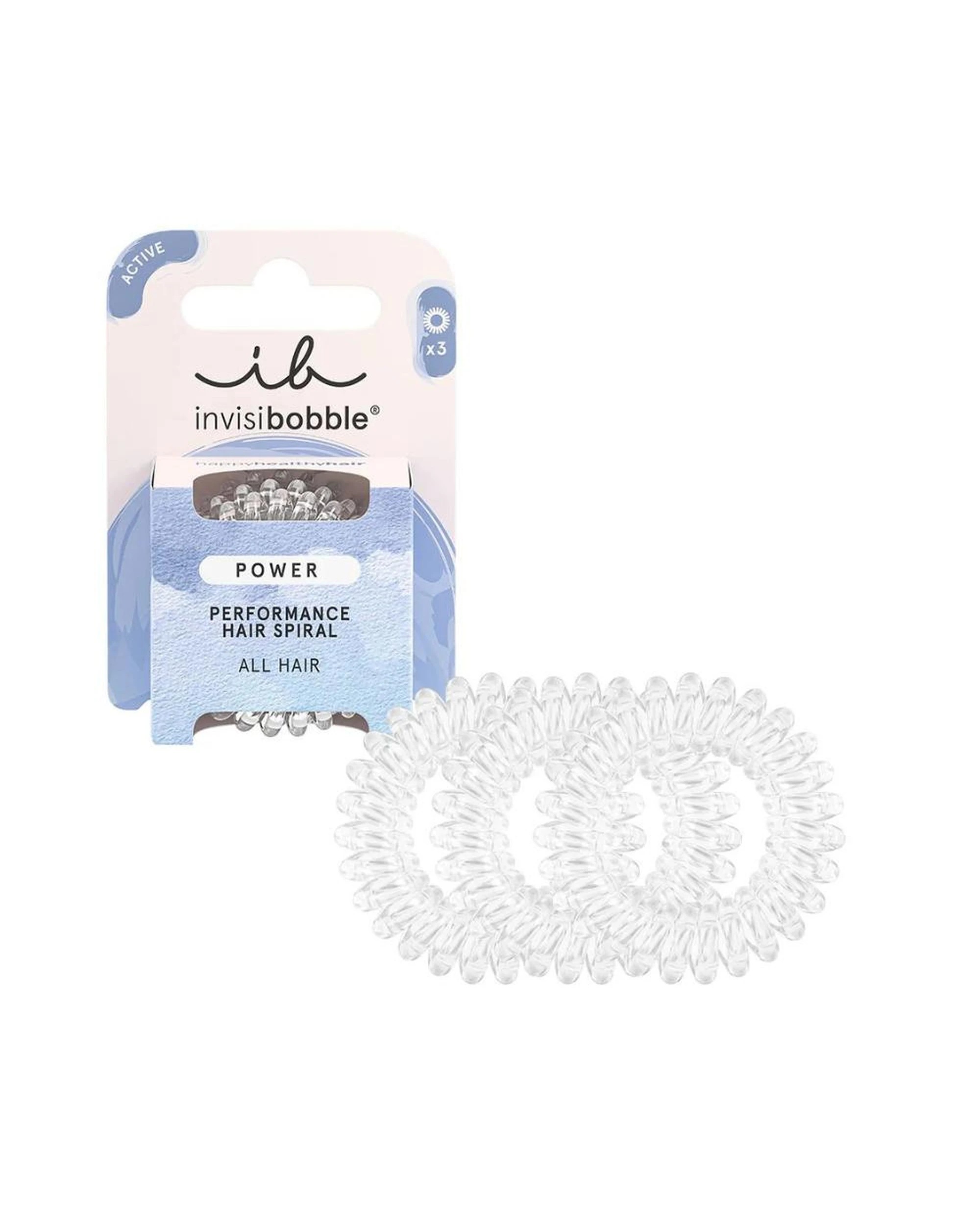1 Invisibobble Power Performance Sport Spiral Hair Ties 3Pk - Crystal Clear - Clear, 1 of 1