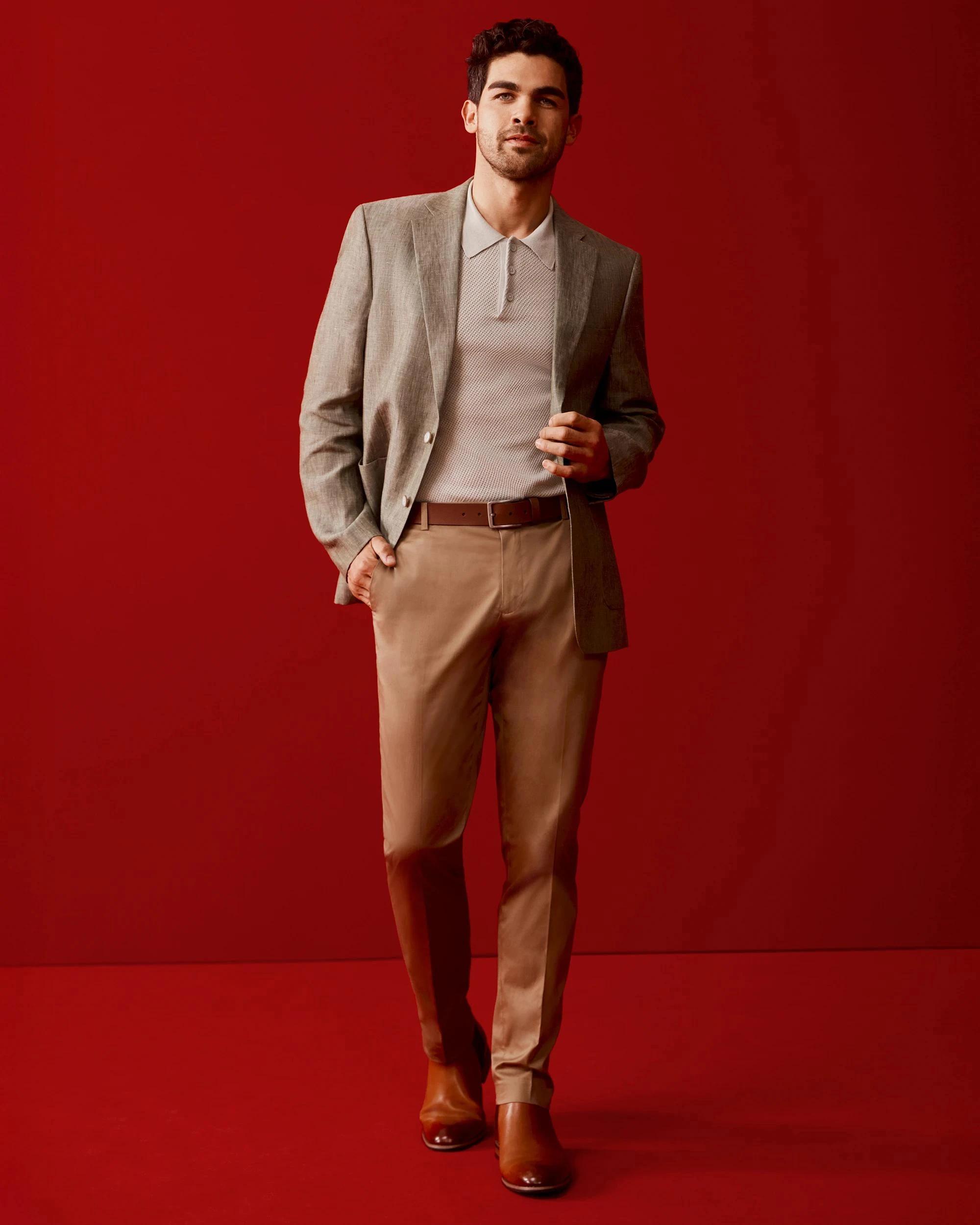 6 Tailored Fit European Linen Blazer - Preview KHAKI, 6 of 6