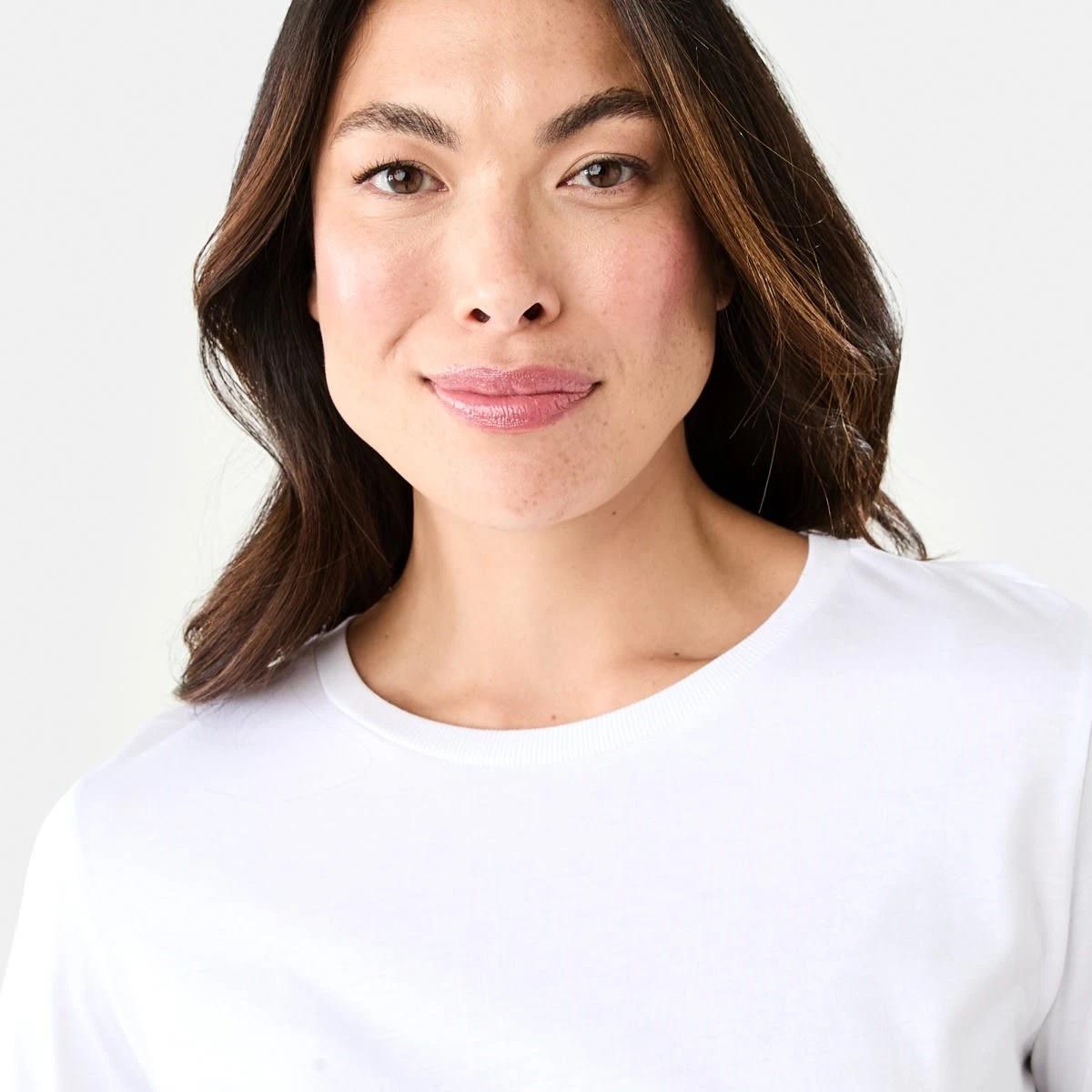 4 Long Sleeve Cotton Modal T-shirt WHITE, 4 of 6