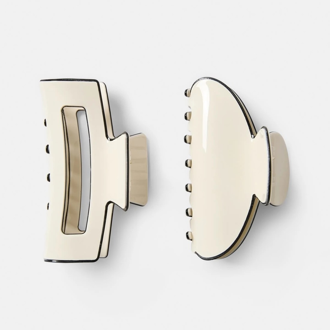 2 2 Pack Contrast Hair Clips - Beige, 2 of 4