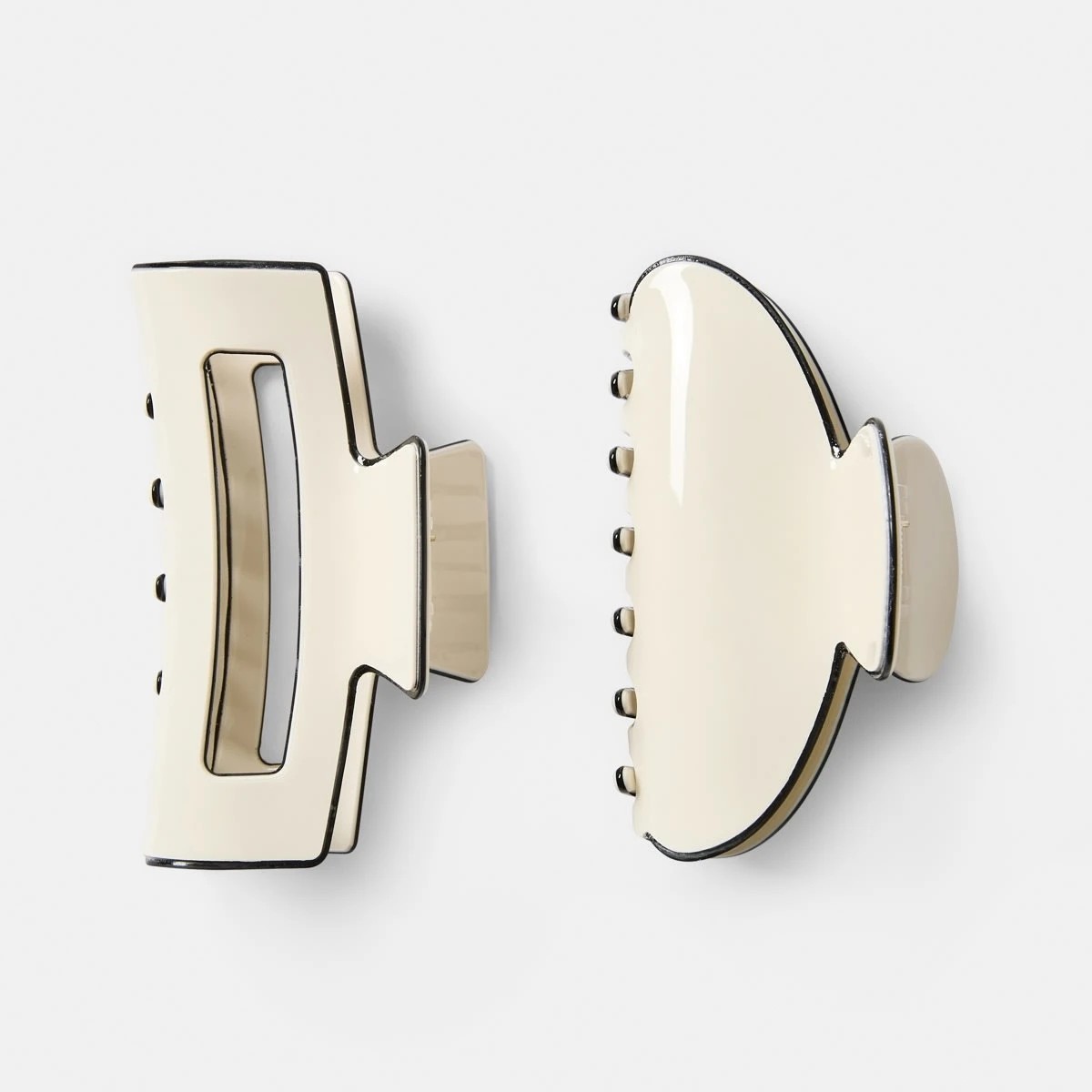 2 2 Pack Contrast Hair Clips - Beige, 2 of 4