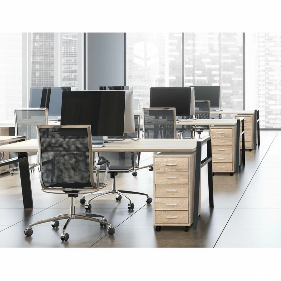 6 Artiss Filing Cabinet 5 Drawer Office Storage Organiser - Brown, 6 of 8