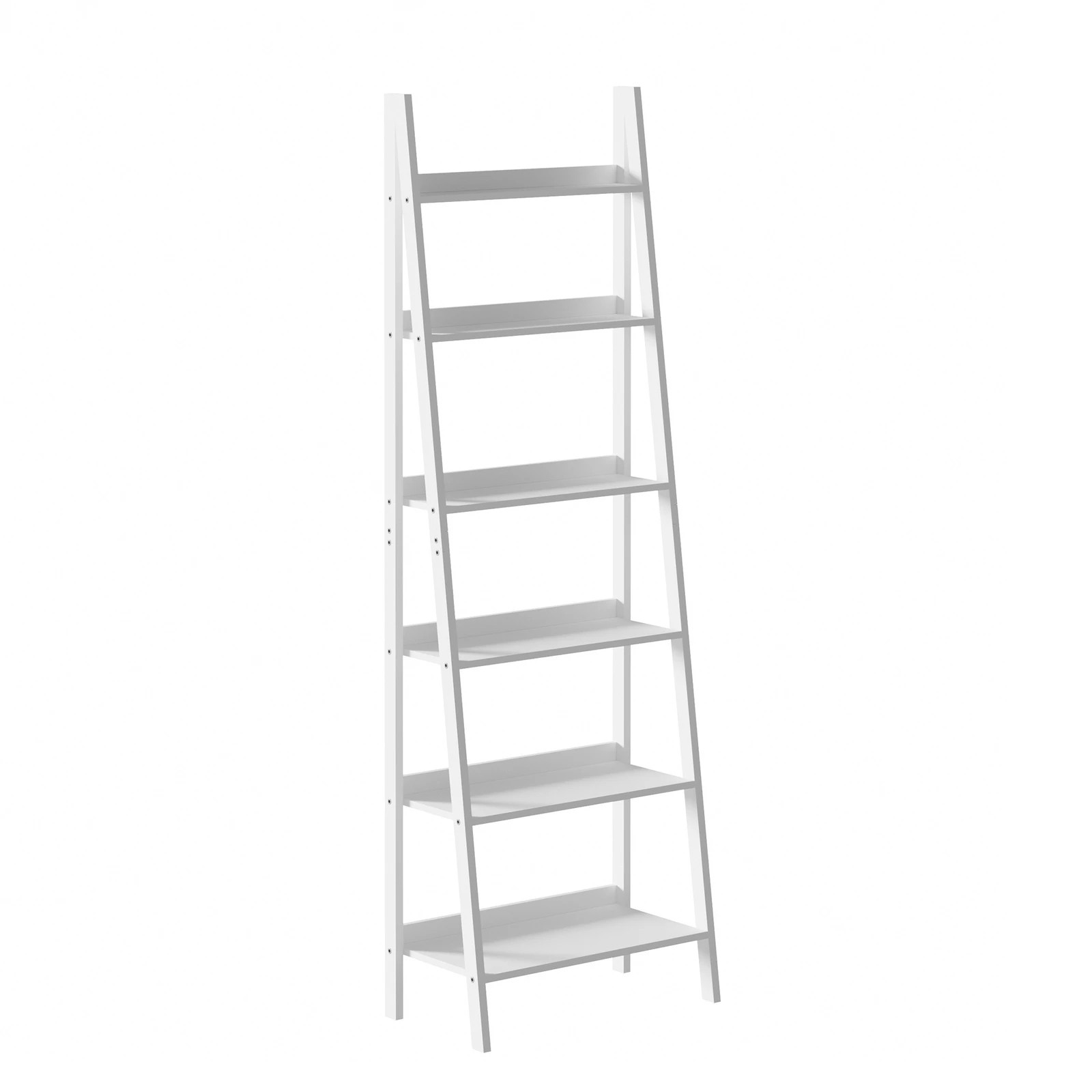 5 Oikiture Bookshelf 6 Tier Corner Ladder Shelf Home Storage Display Rack
 - White, 5 of 9