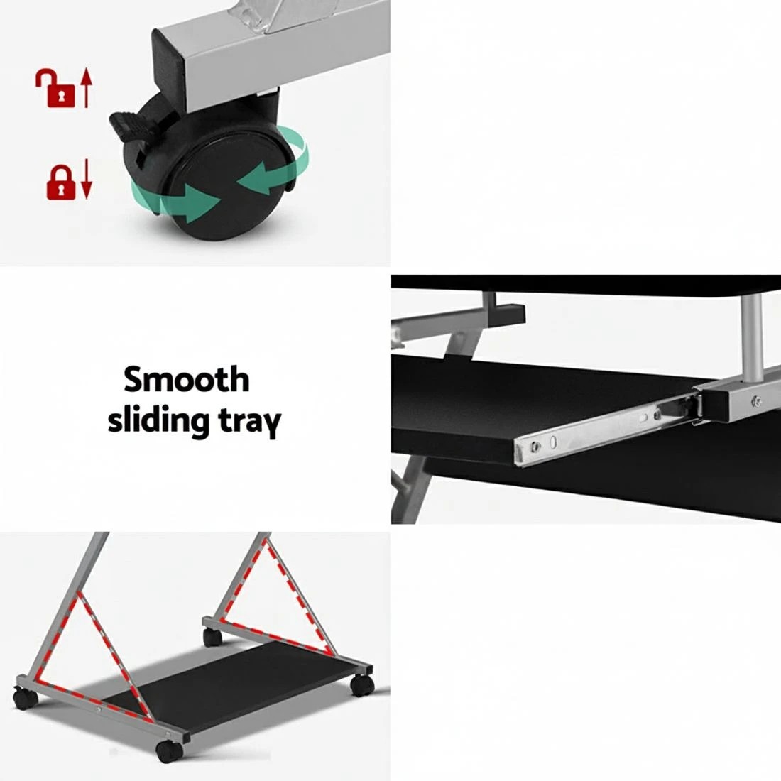 5 Artiss Computer Desk Mesh Office Chair Set Desks with Keyboard Shelf Try - Black, 5 of 6