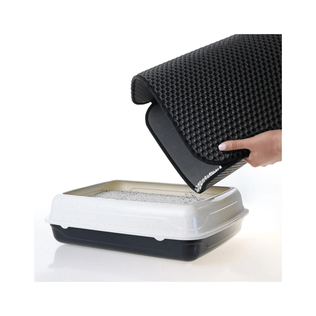 2 Paws And Claws 58cm Waterproof Dual Layer Cat Litter Trap Mat Black Pet Hygiene Mat
 - Black, 2 of 5