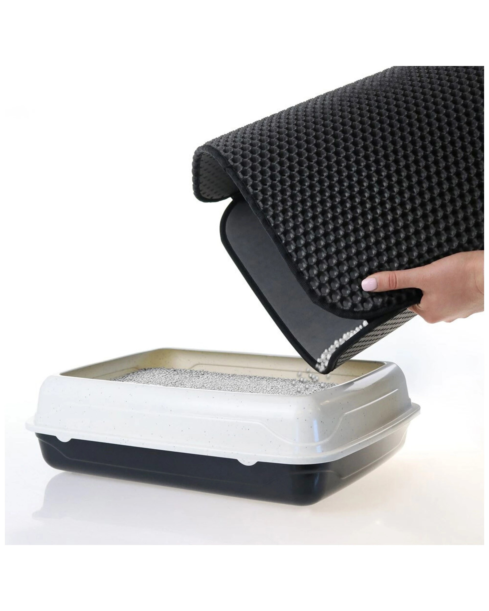 2 Paws And Claws 58cm Waterproof Dual Layer Cat Litter Trap Mat Black Pet Hygiene Mat
 - Black, 2 of 5