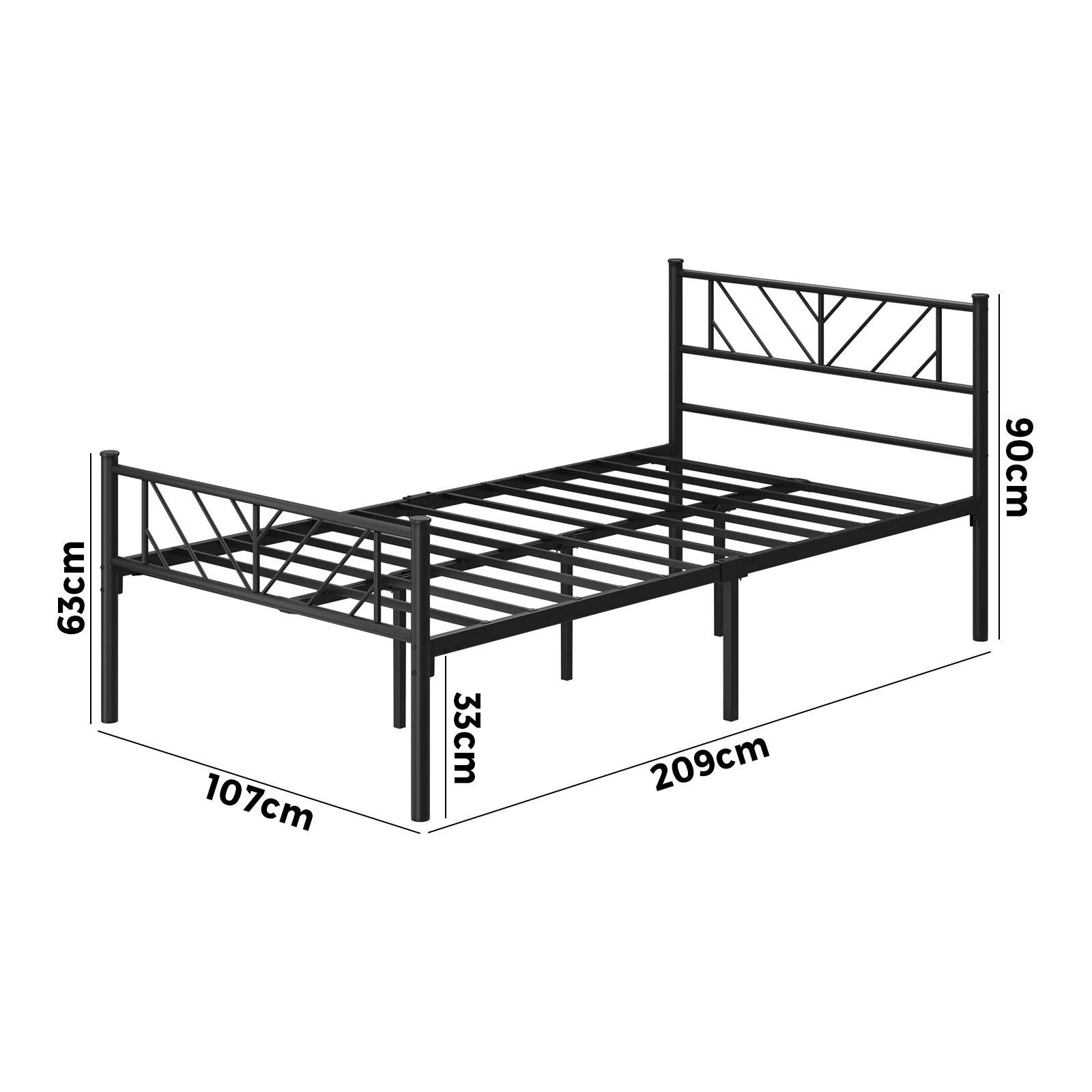 9 Oikiture Metal Bed Frame King Single Bed Base Platform Sis
 - Black, 9 of 9
