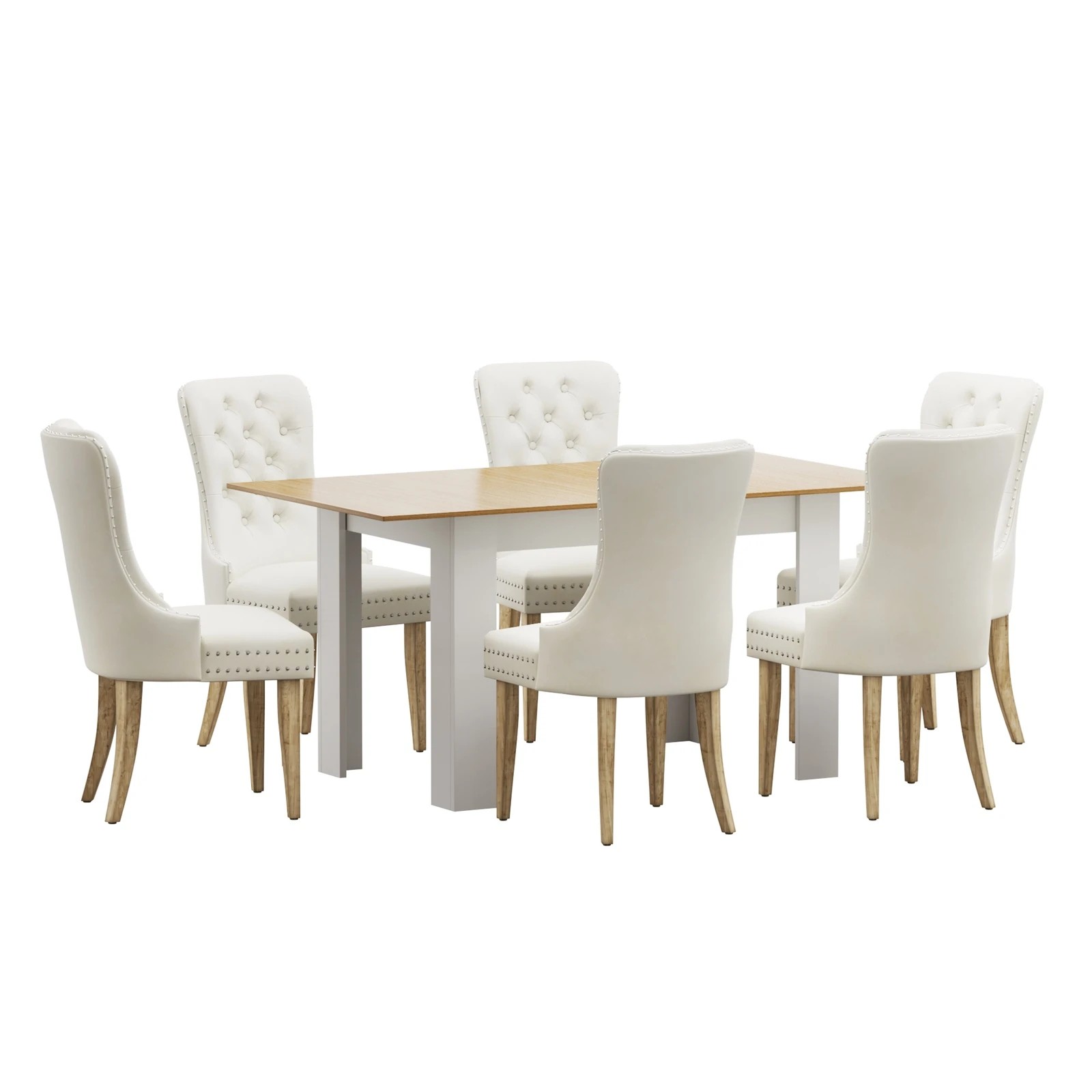 6 Oikiture 160cm Extendable Dining Table With 6pcs Dining Chairs Velvet
 - Multi, 6 of 8