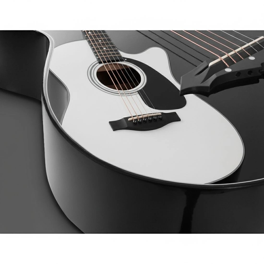 7 Alpha 38 Inch Acoustic Guitar Wooden Body Steel String Full Size Cutaway - Black, 7 of 8