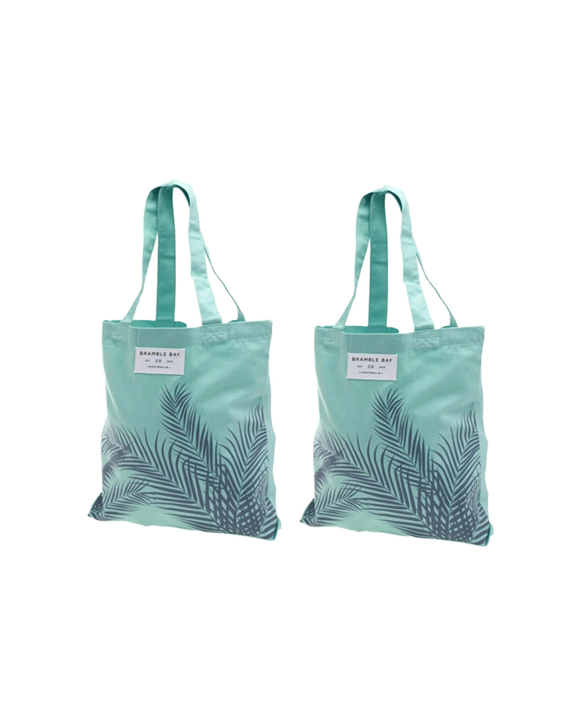 1 Bramble Bay 2PK Morning Mist Fern Outline Cotton Everyday Tote Bag Stylish - Green, 1 of 2