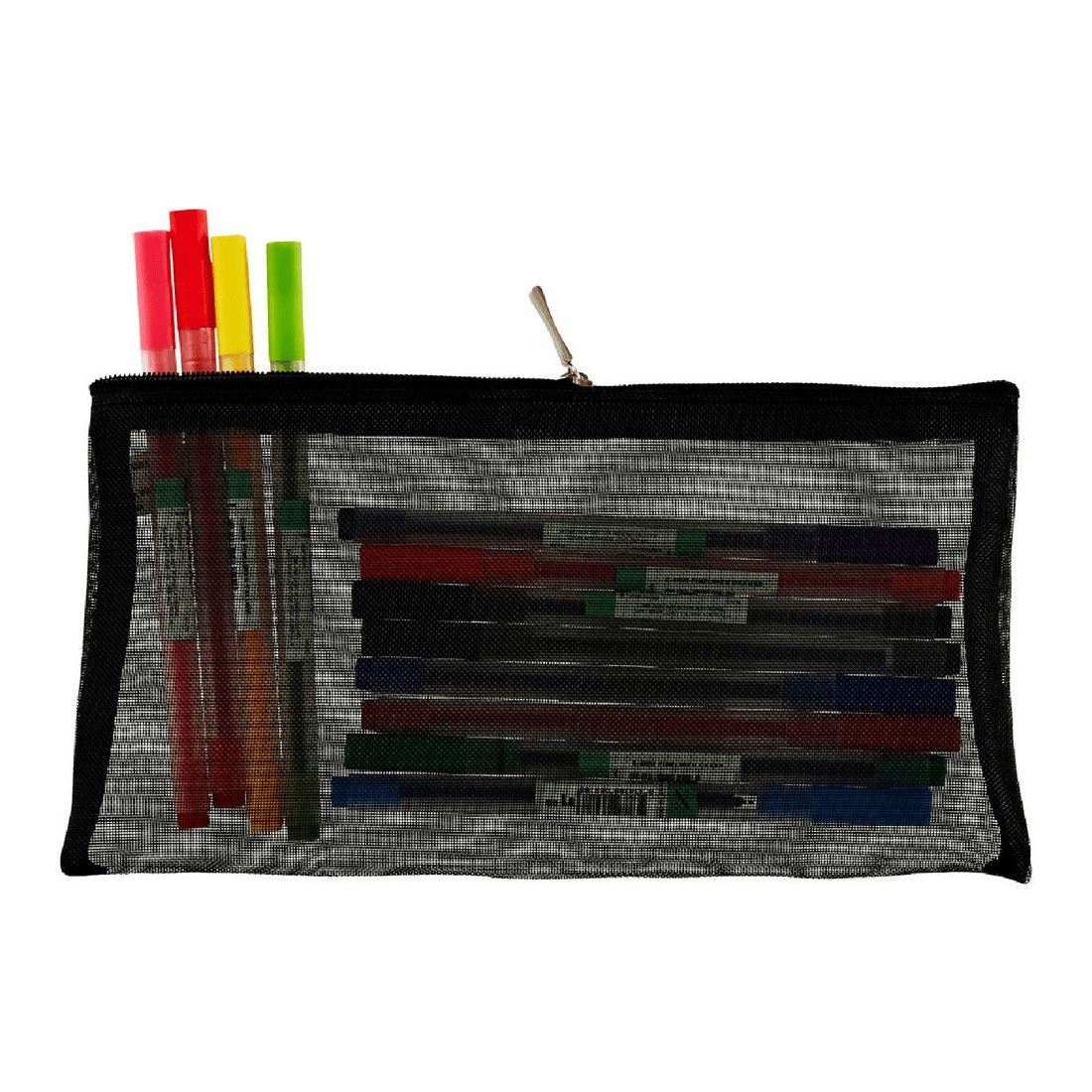 1 Otto Large Flat Mesh Pencil Case Black, 1 of 2