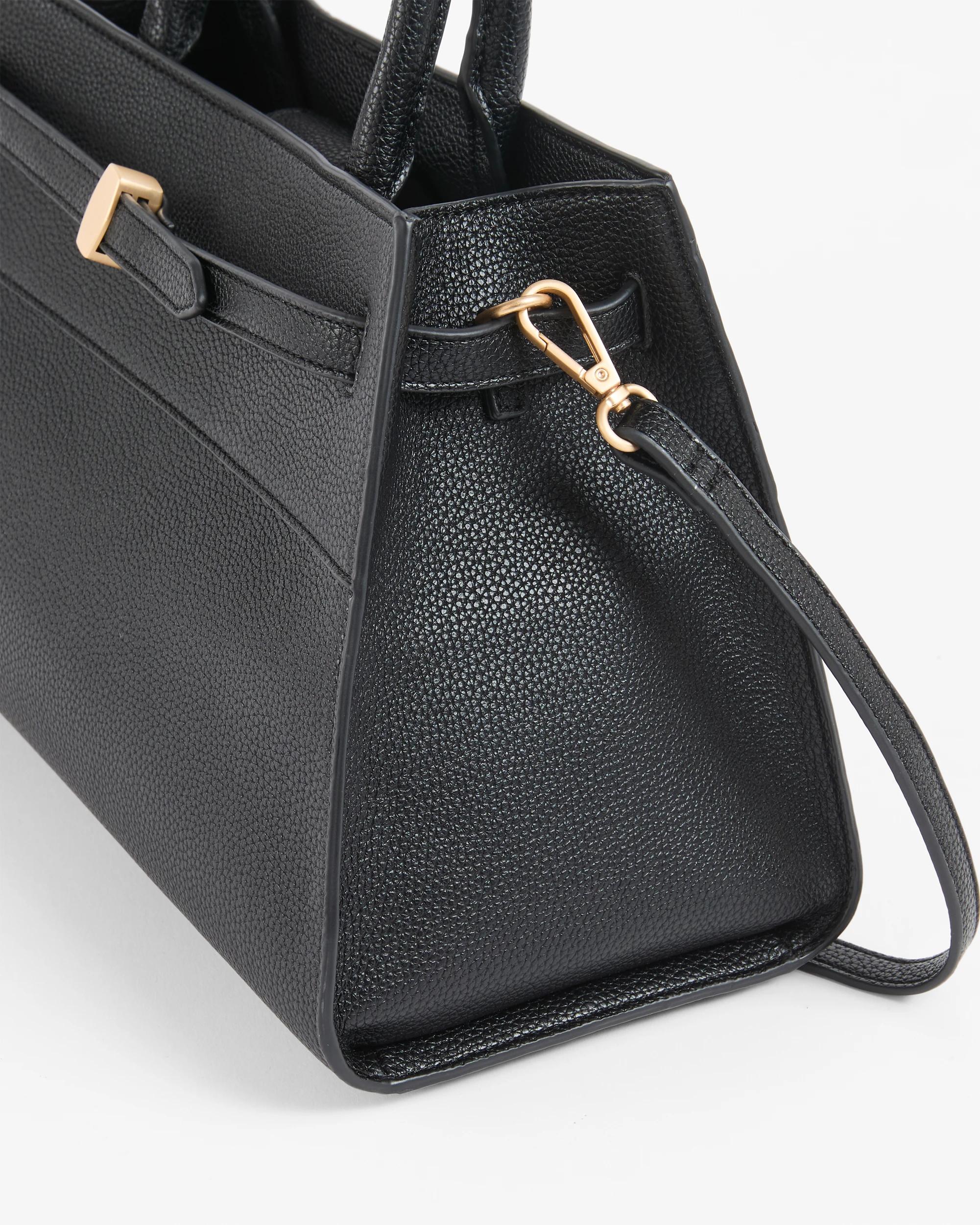 2 Target Woman Belted Top Handle Work Tote Bag BLACK, 2 of 2