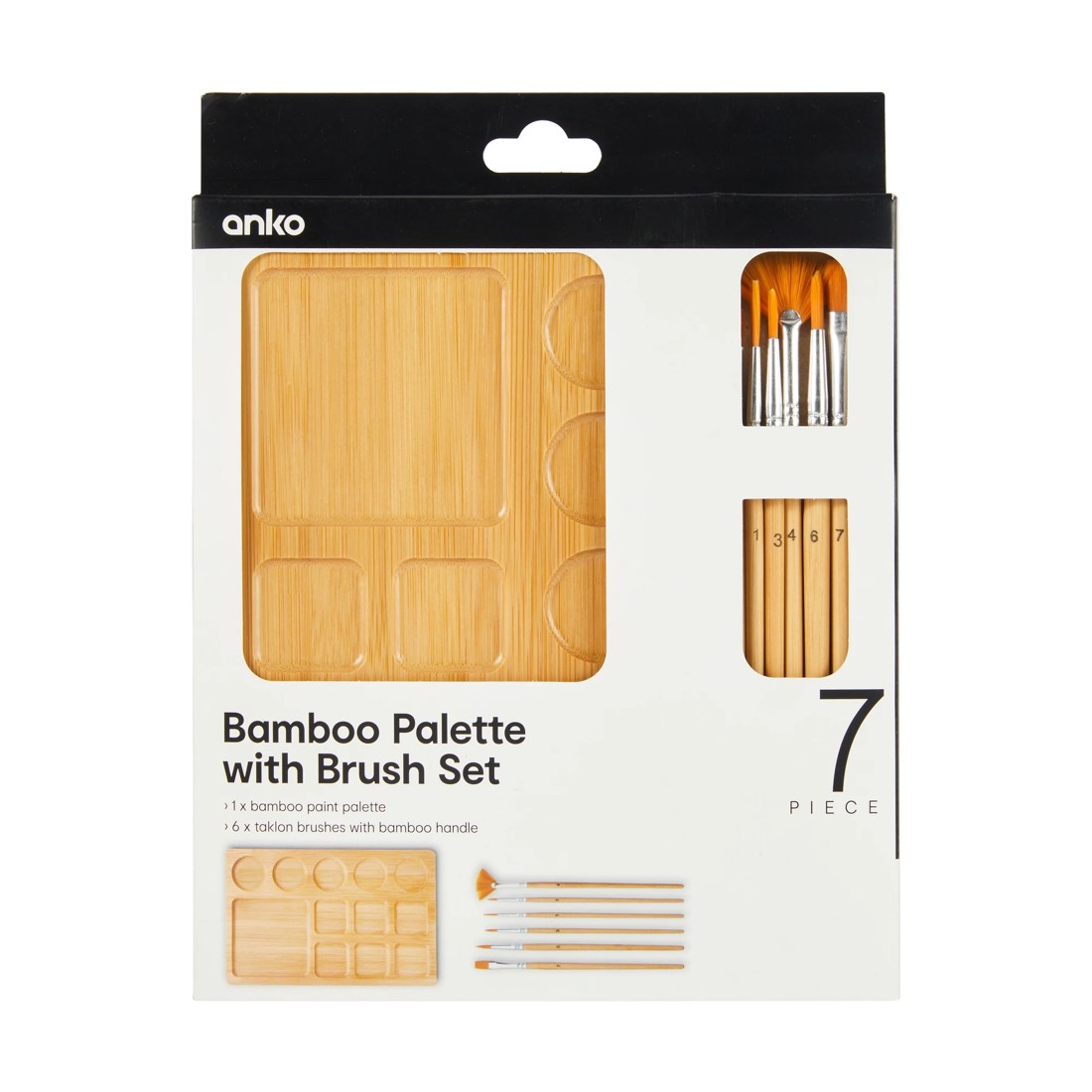 1 7 Piece Bamboo Palette with Brush Set, 1 of 3
