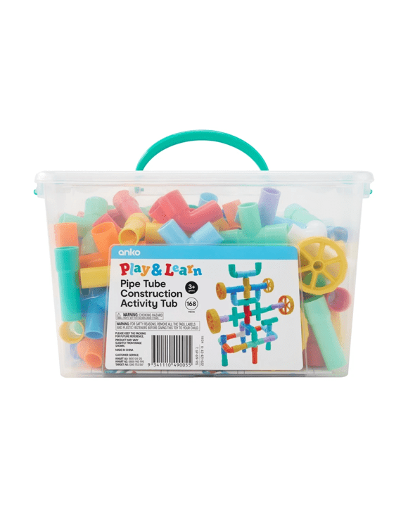 168 Piece Play and Learn Pipe Tube Construction Activity Tub