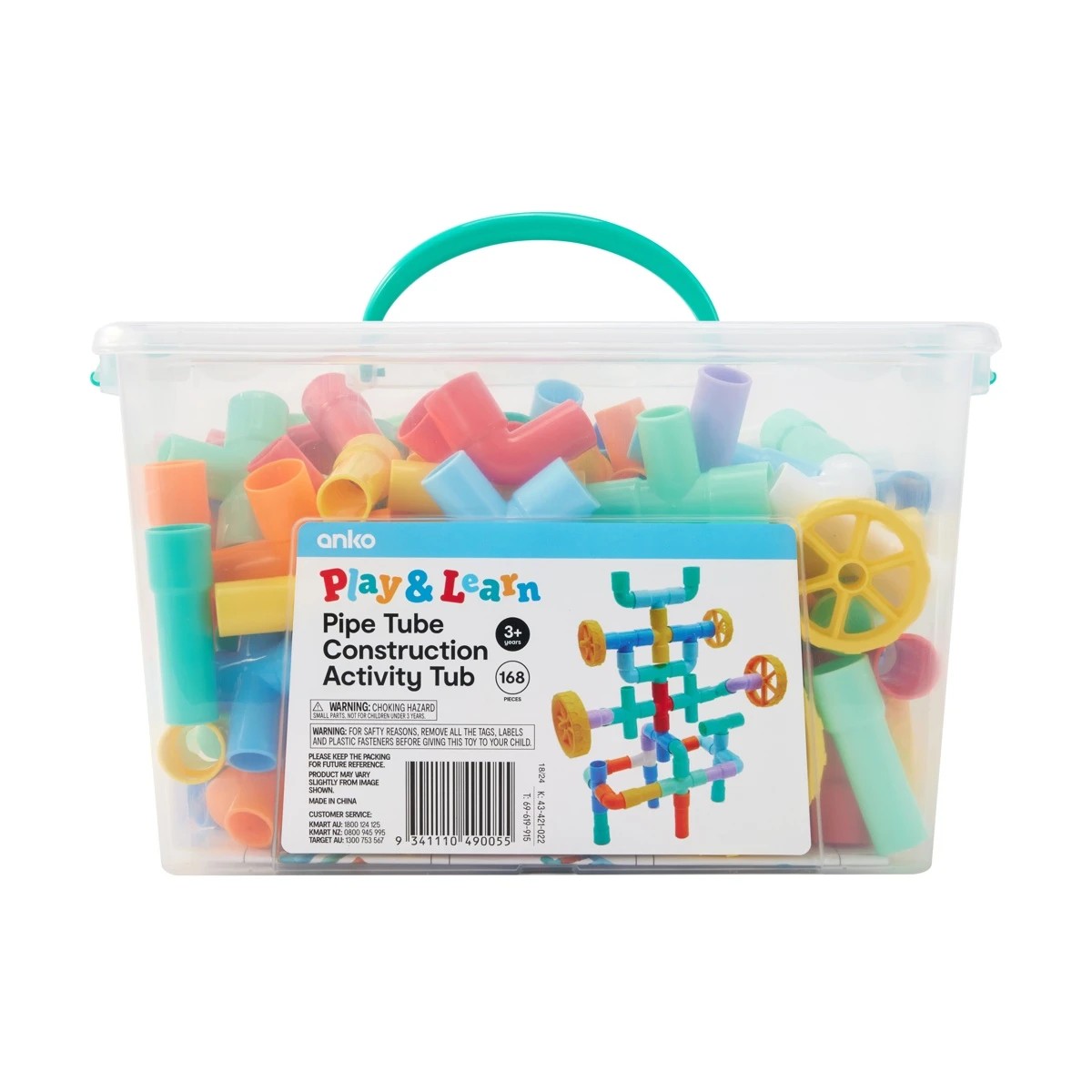 1 168 Piece Play and Learn Pipe Tube Construction Activity Tub, 1 of 9