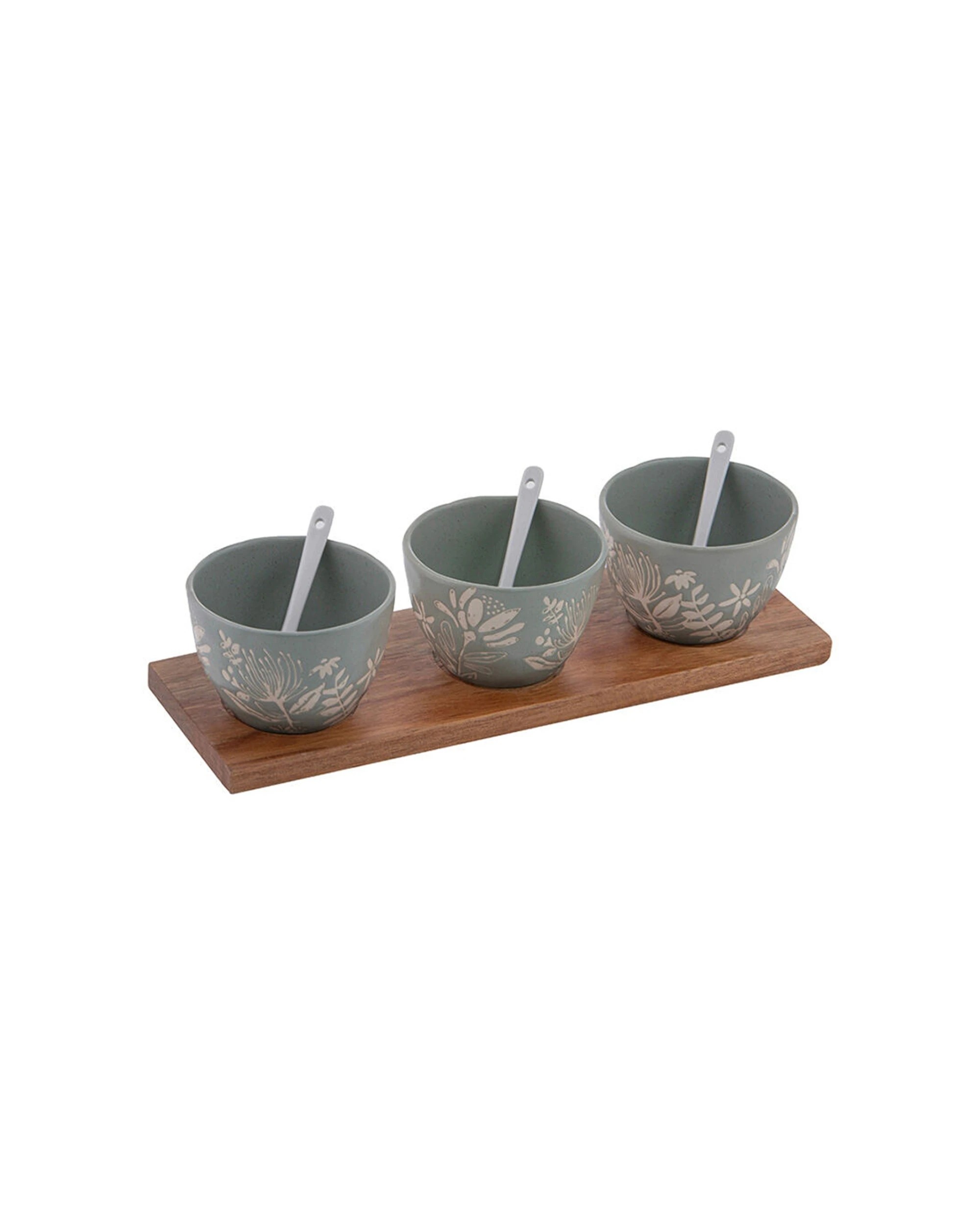 1 Ladelle 7pc Esperance Ceramic Bowl Tray & Spoon Set - Green, 1 of 2