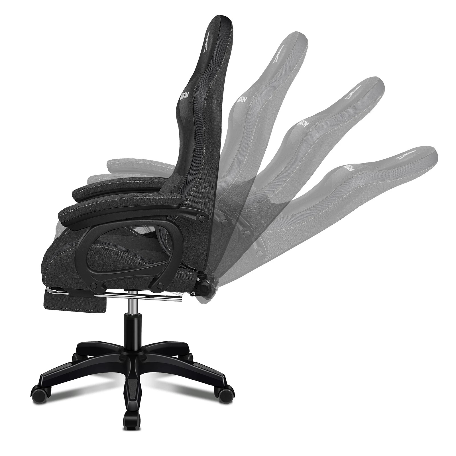 5 Alfordson Gaming Chair Office 12 RGB LED Massage Computer Seat Fabric - Grey, 5 of 10