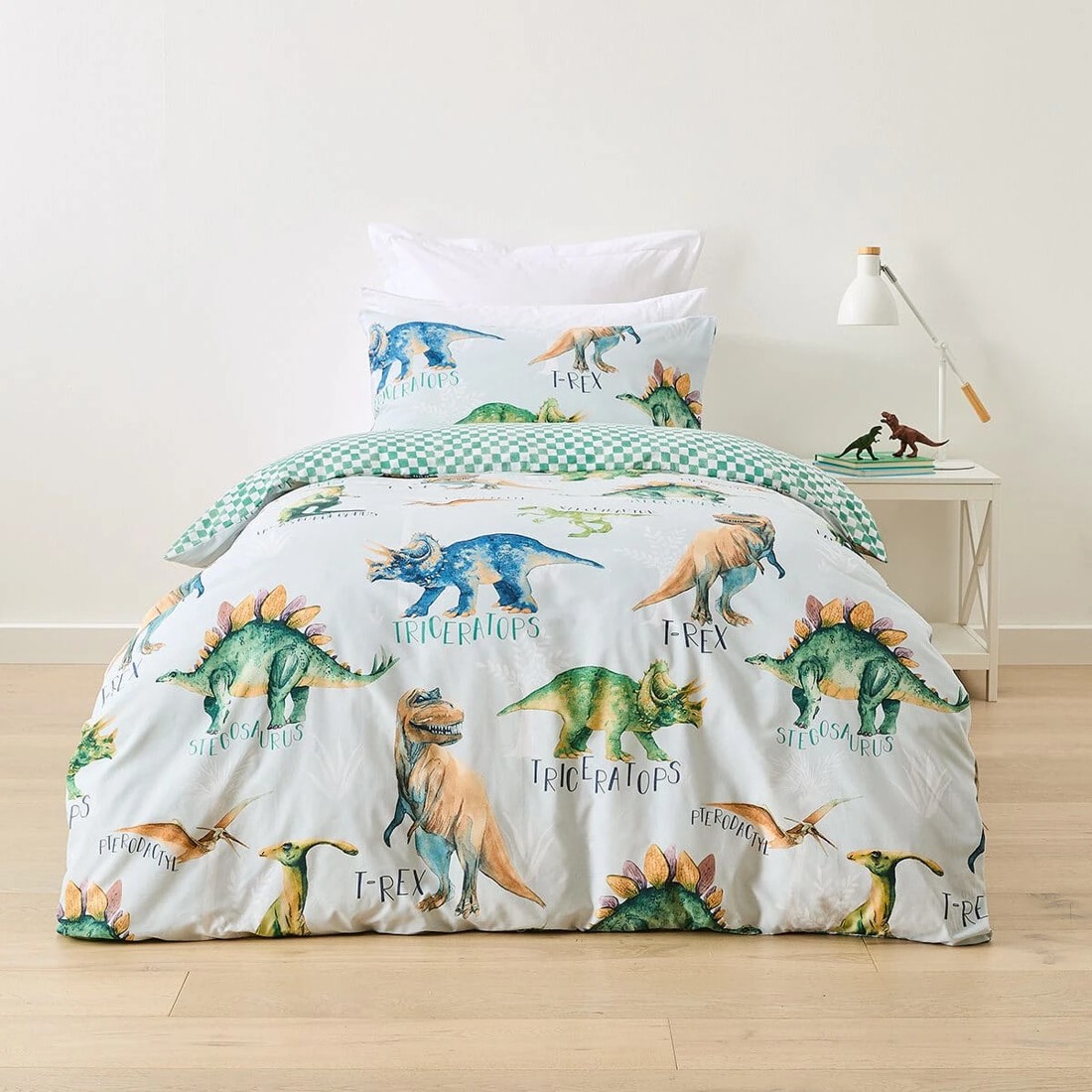 1 Dinosaur Cotton Rich Reversible Quilt Cover Set - Single Bed, 1 of 7
