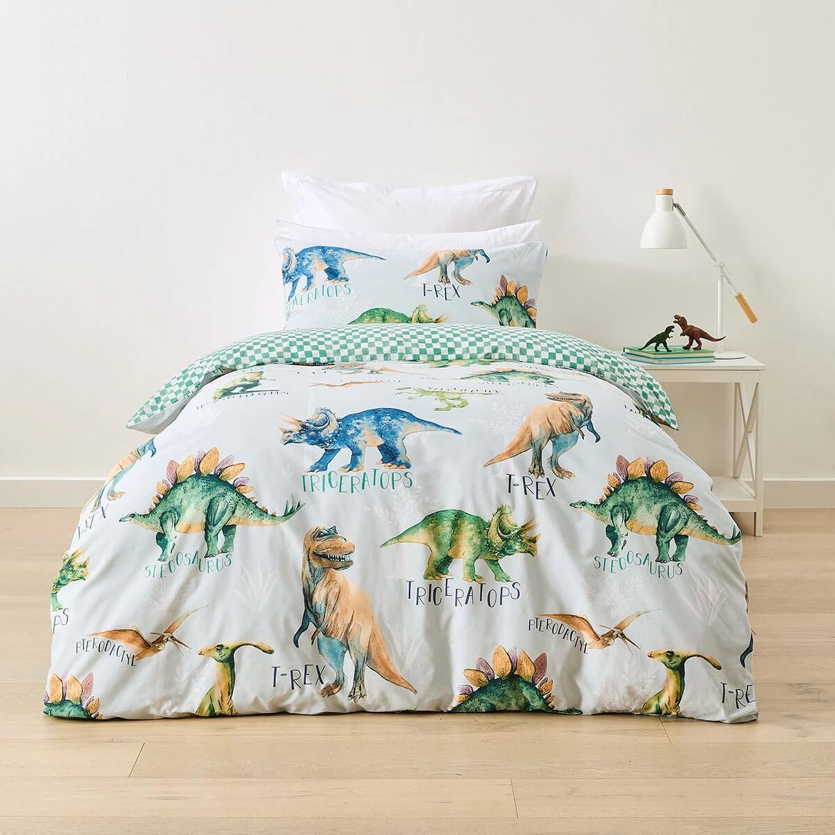 1 Dinosaur Cotton Rich Reversible Quilt Cover Set - Single Bed, 1 of 7