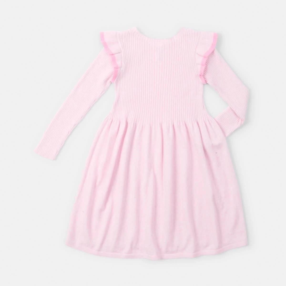 9 Long Sleeve Viscose Knit Dress Pink Marle, 9 of 9
