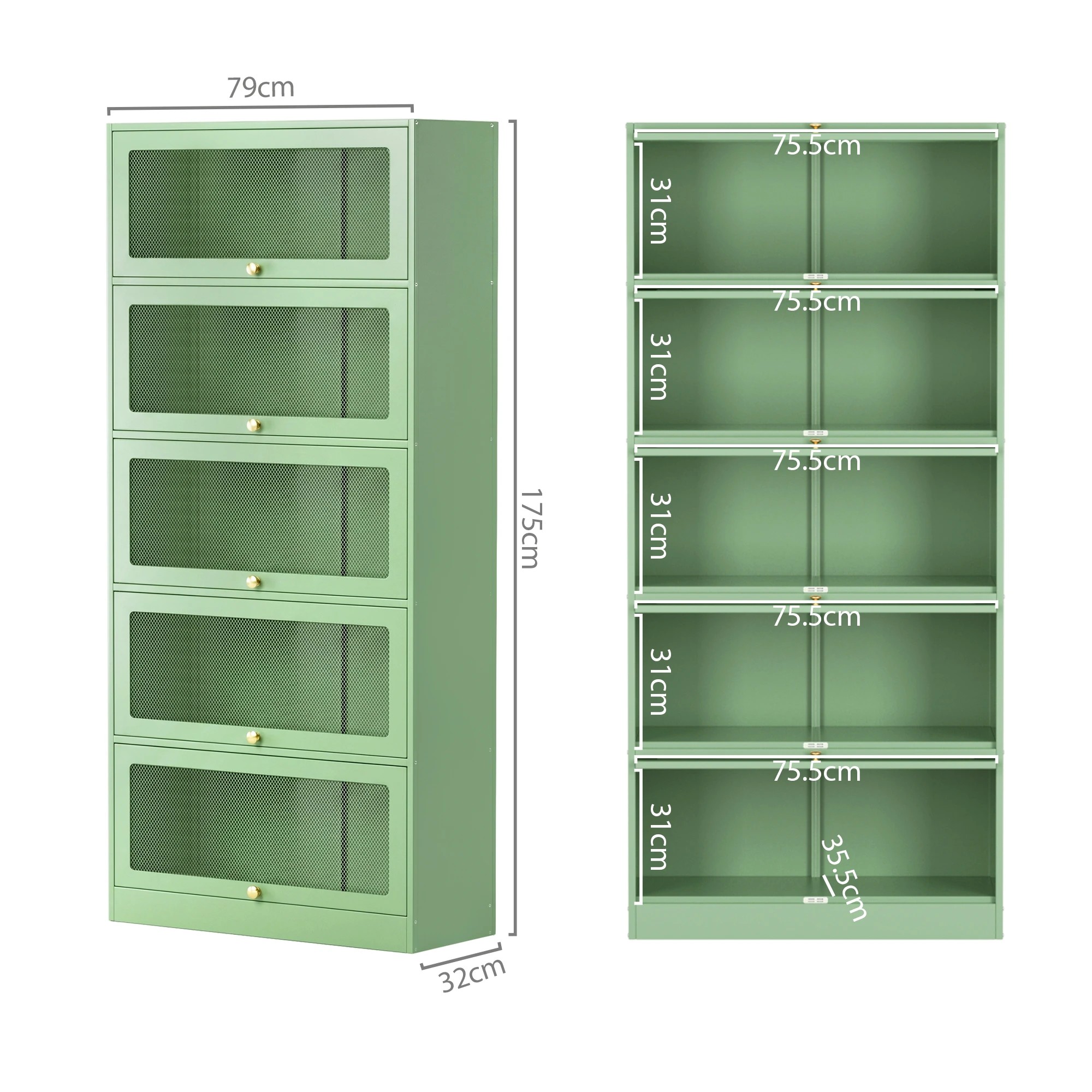 7 Artiss 2x Buffet Unit Cabinet Sideboard Metal - Green, 7 of 8