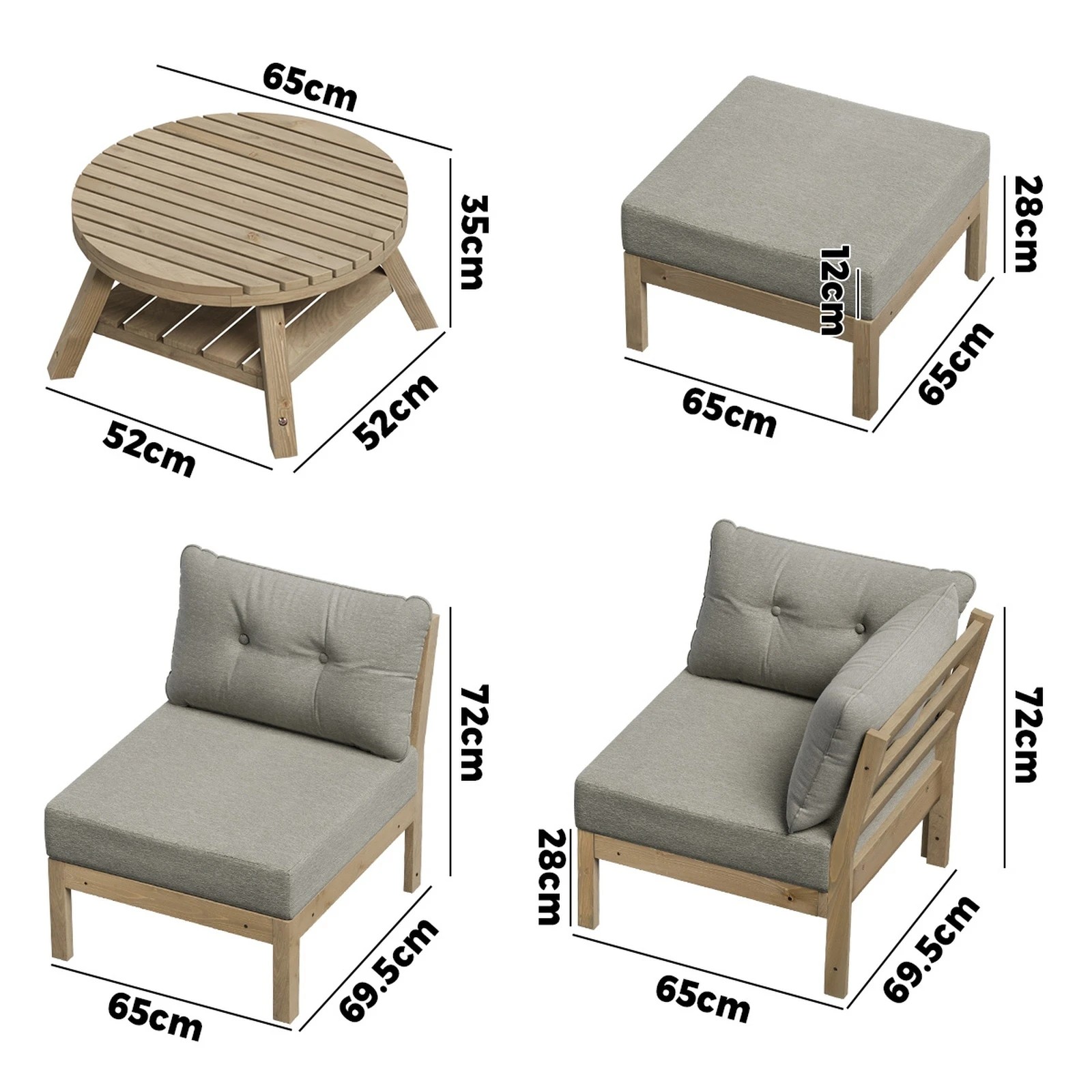 2 Livsip 7 Piece Outdoor Sofa Set 5-seater Lounge Setting Garden Table Chairs
 - Beige, 2 of 9