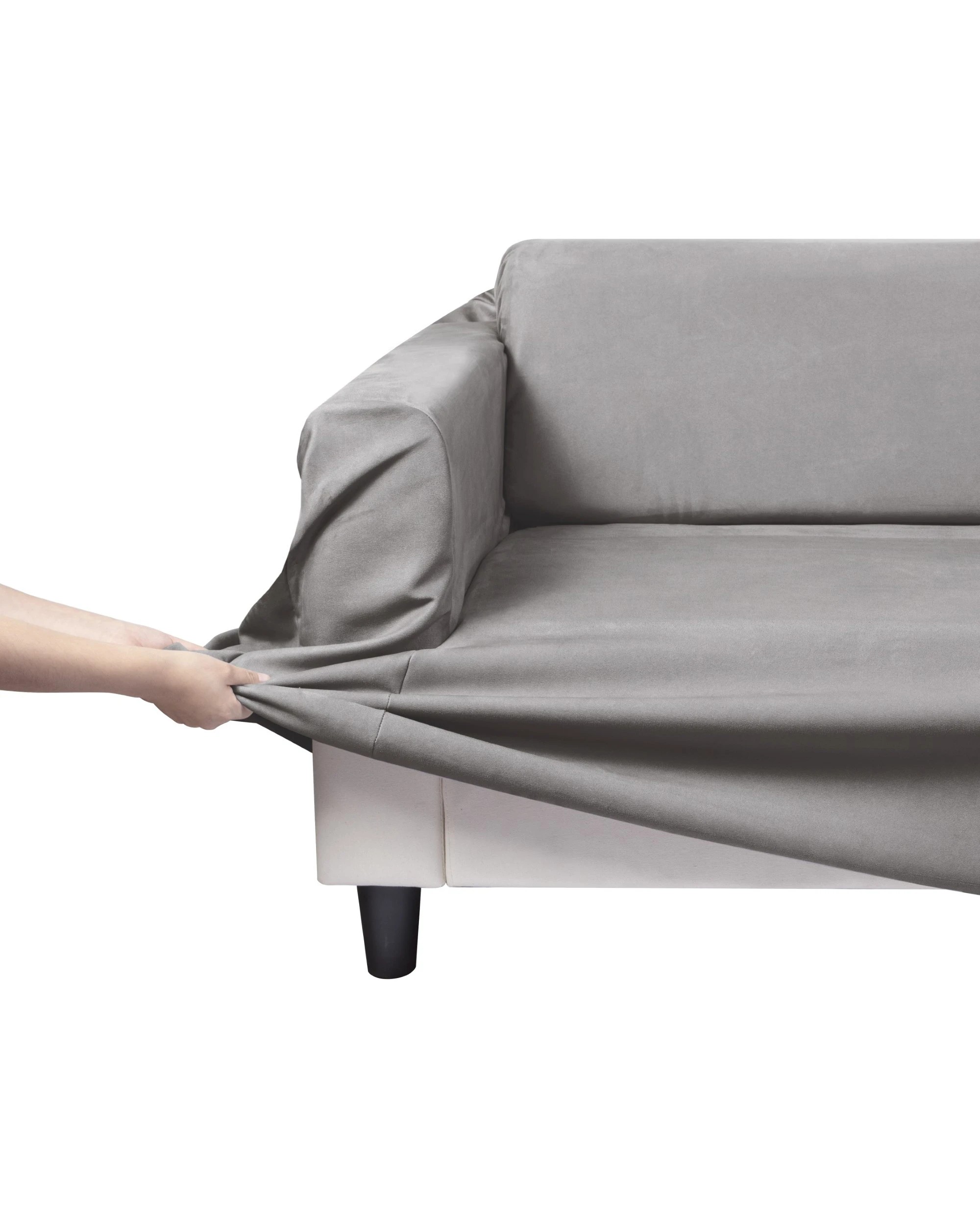 1 Sherwood Home Premium Faux Suede 2 Seater Couch Sofa Cover - Silver, 1 of 4