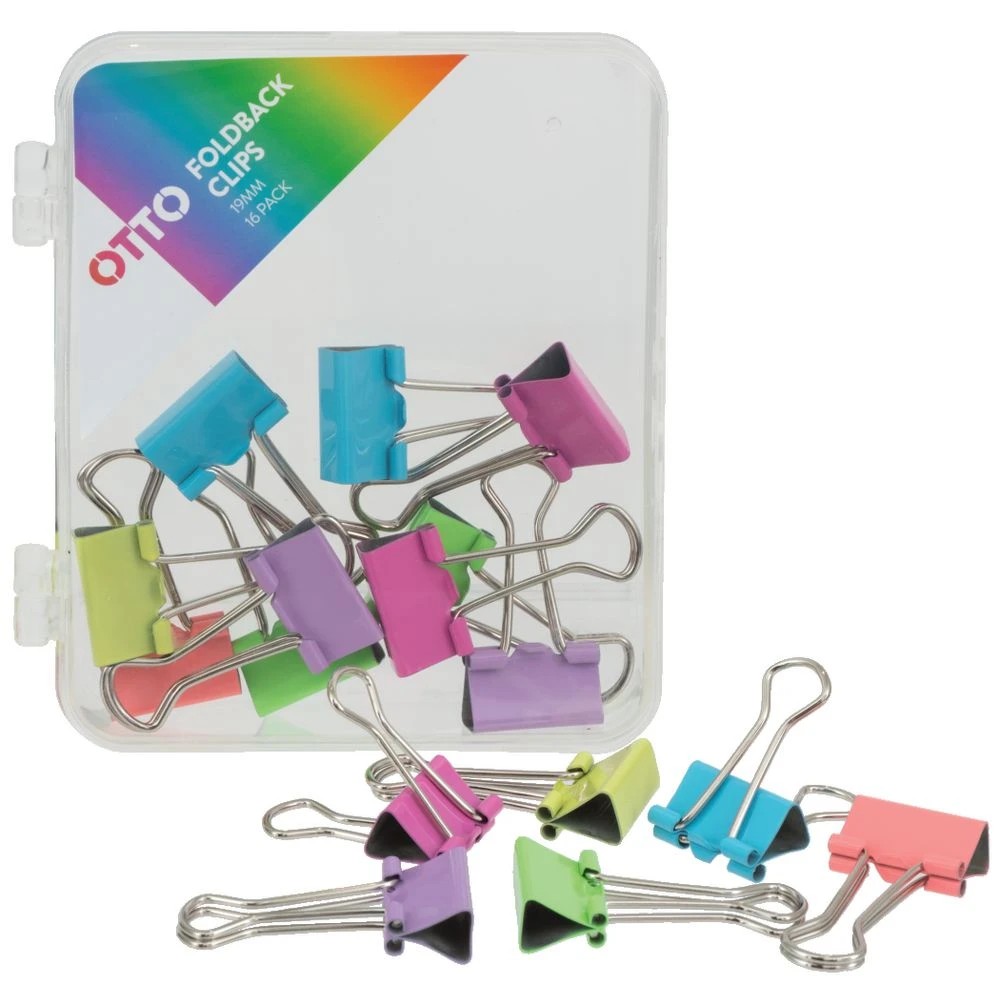 3 Otto Fold Back Clips 19mm Assorted 16 Pack, 3 of 3