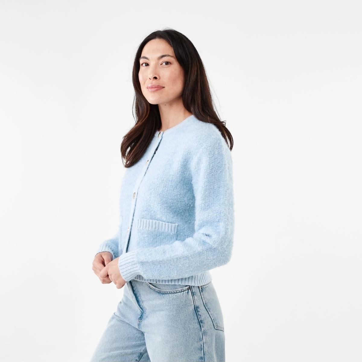 2 Pocket Textured Cardigan Blu Skyway, 2 of 6