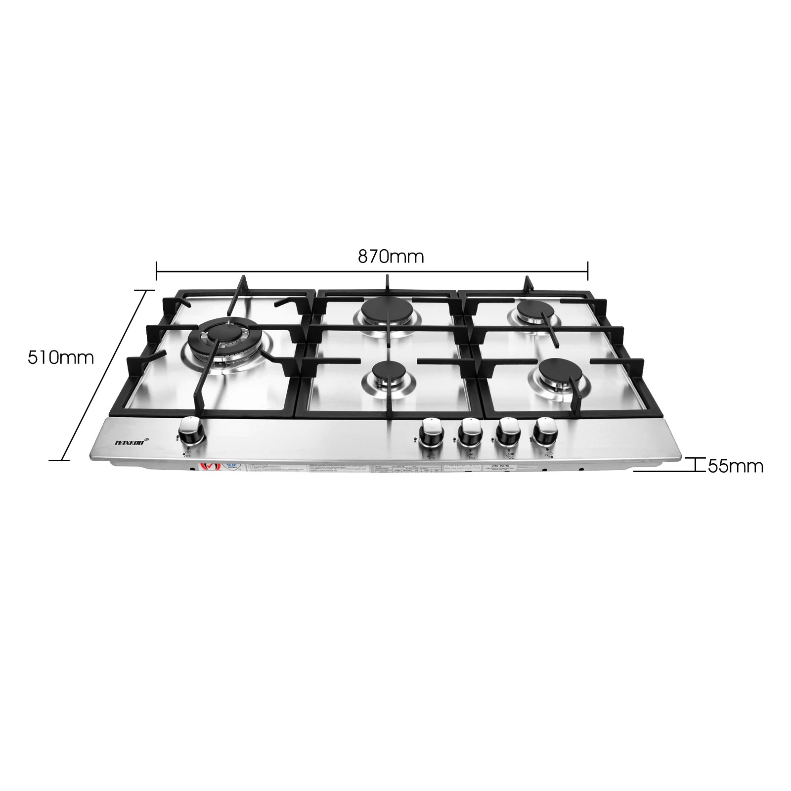 1 Maxkon Gas Cooktop Stove Top 5 Burner Cooker Stovetop 87cm, 1 of 4