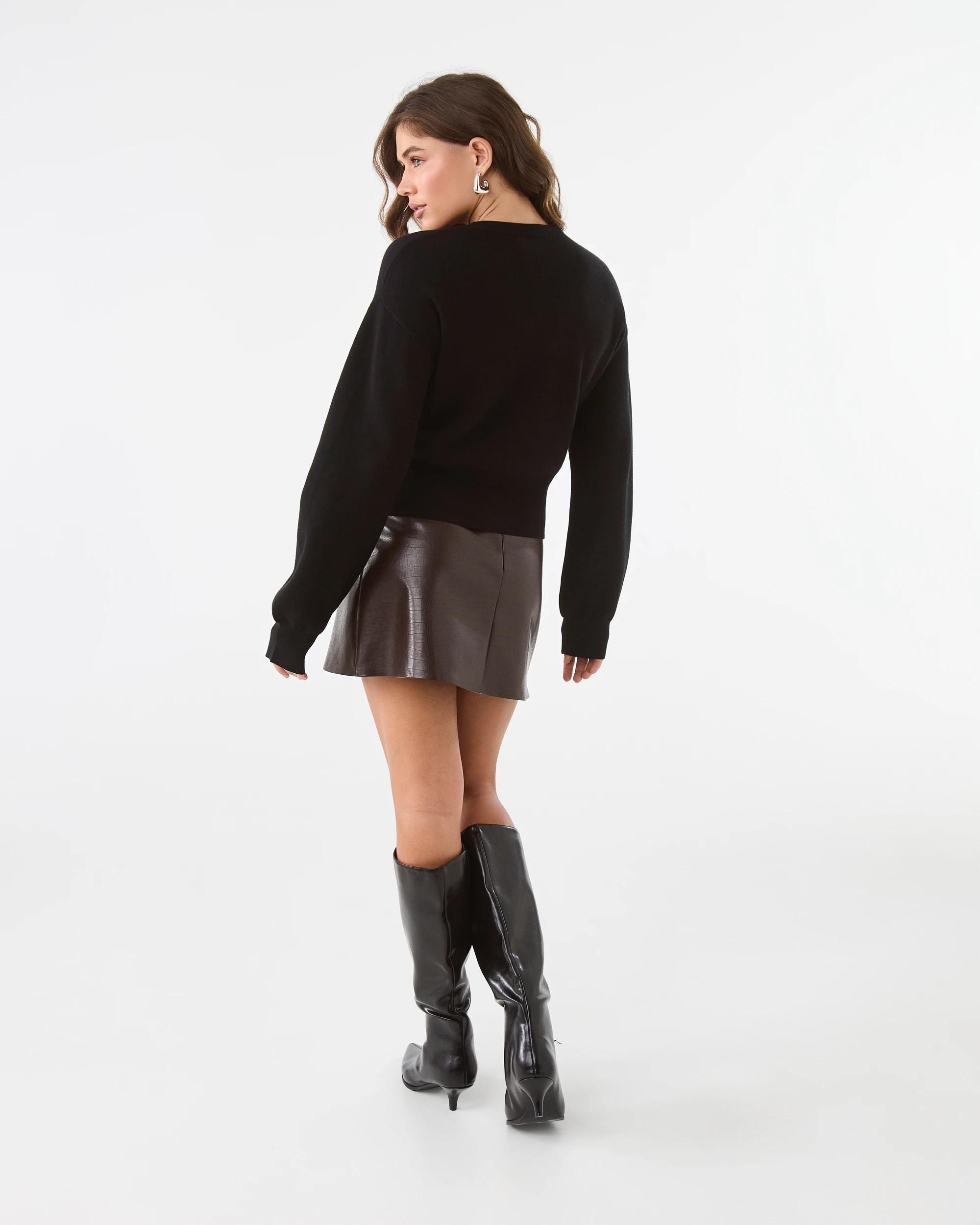 4 Compact Button Cardigan Black, 4 of 6