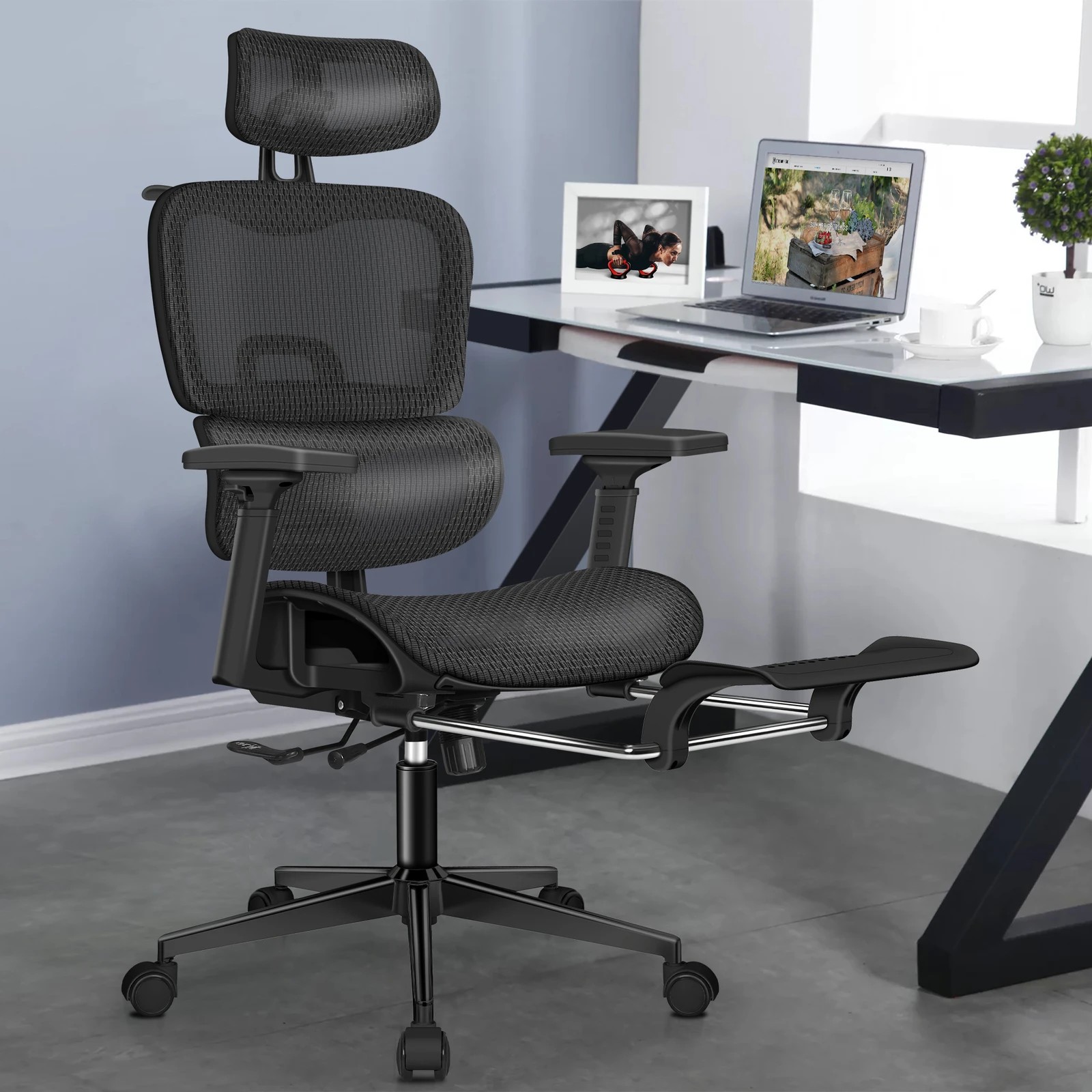 4 Alfordson Ergonomic Office Chair Mesh Executive Racing Computer Seat - Black, 4 of 10