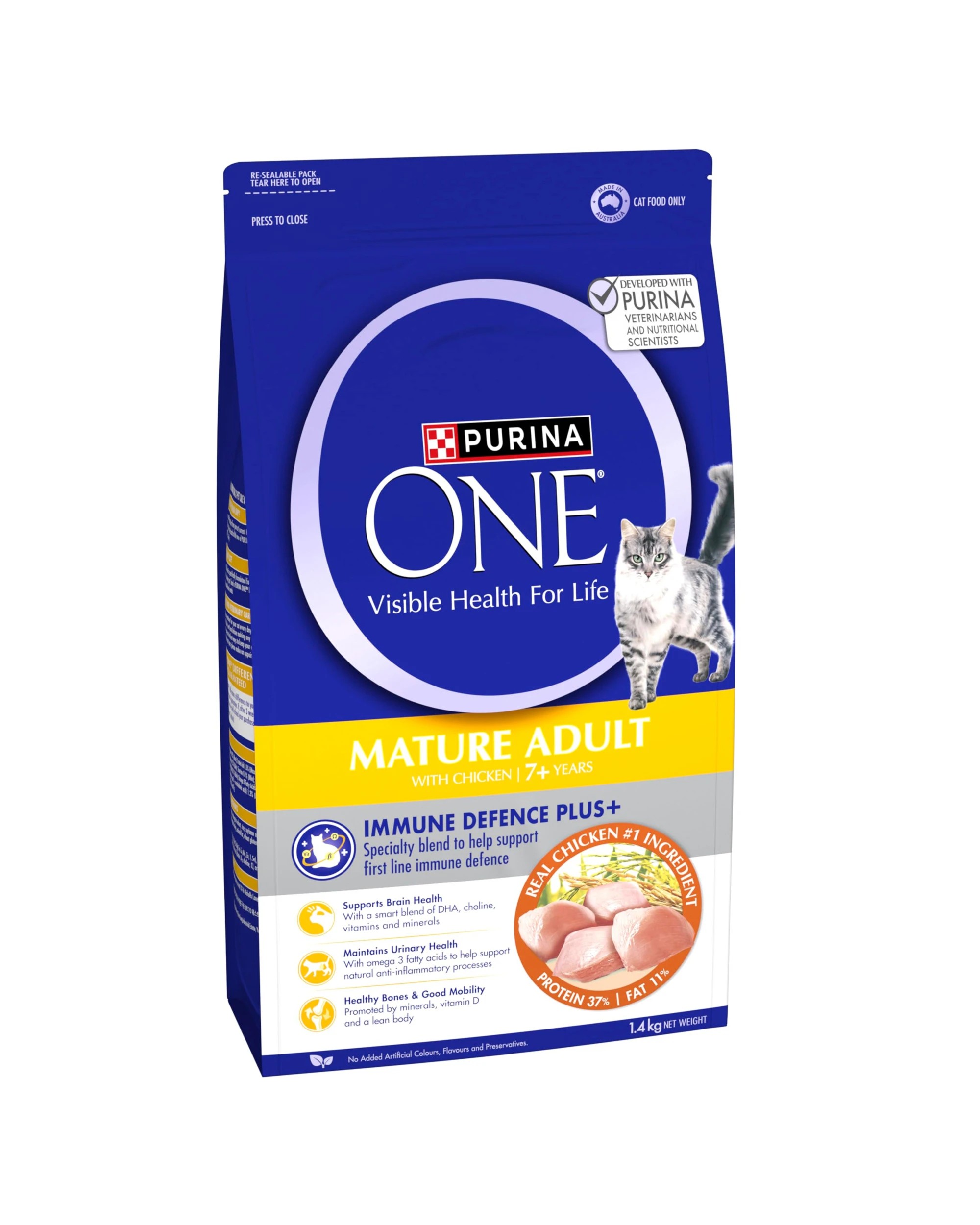 1 Purina One Mature Adult 7+ Chicken Dry Cat Food 1.4kg, 1 of 1