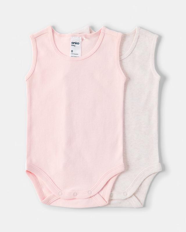 2 Pack Cotton Sleeveless Bodys