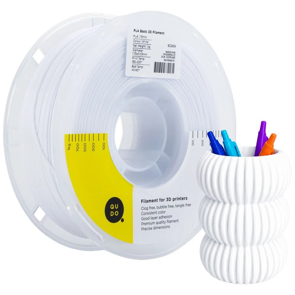 1 Qudo PLA 3D Filament White, 1 of 7